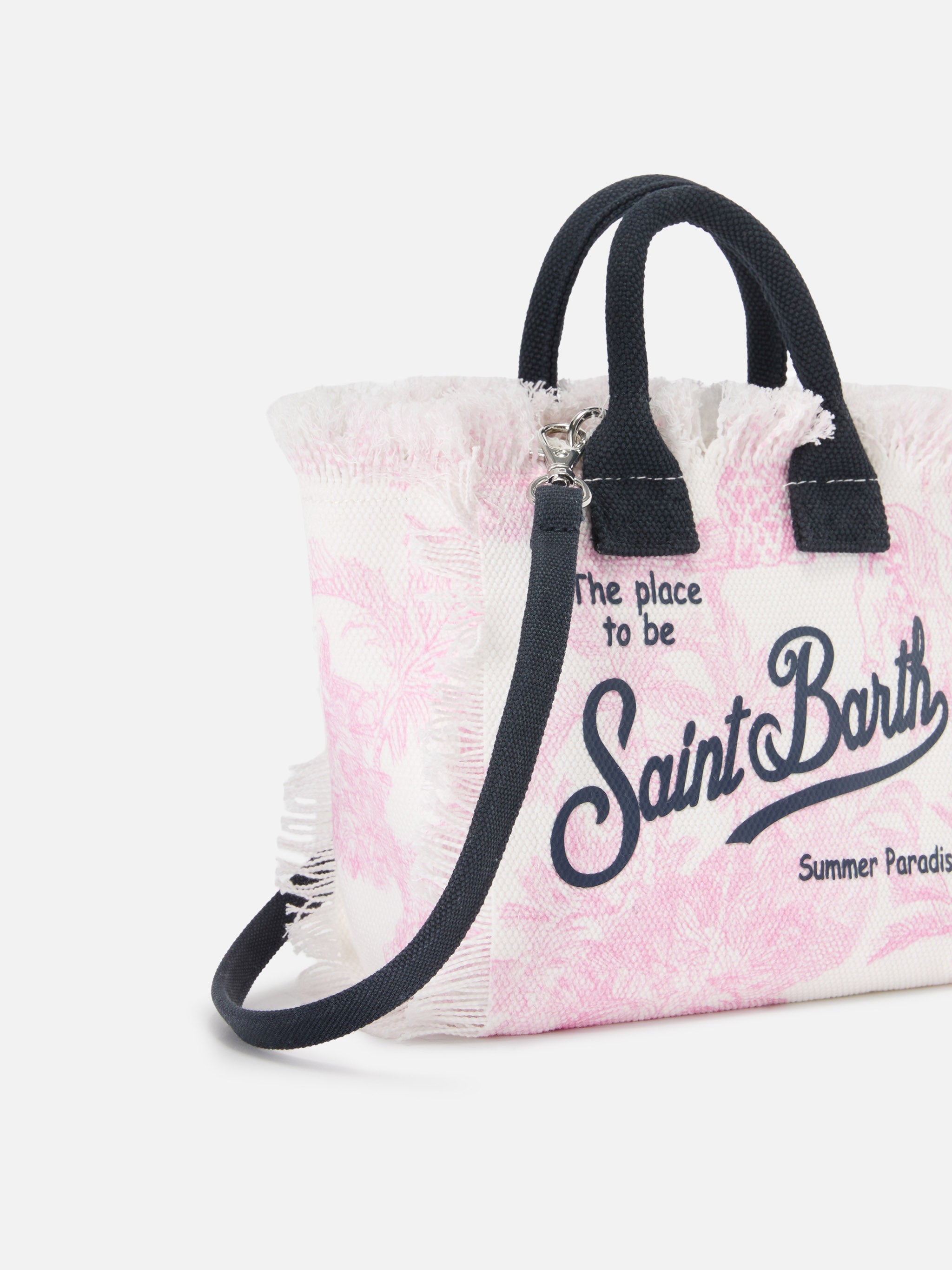 Canvas Vanity Mini Bag With Pink Toile De Jouy Print