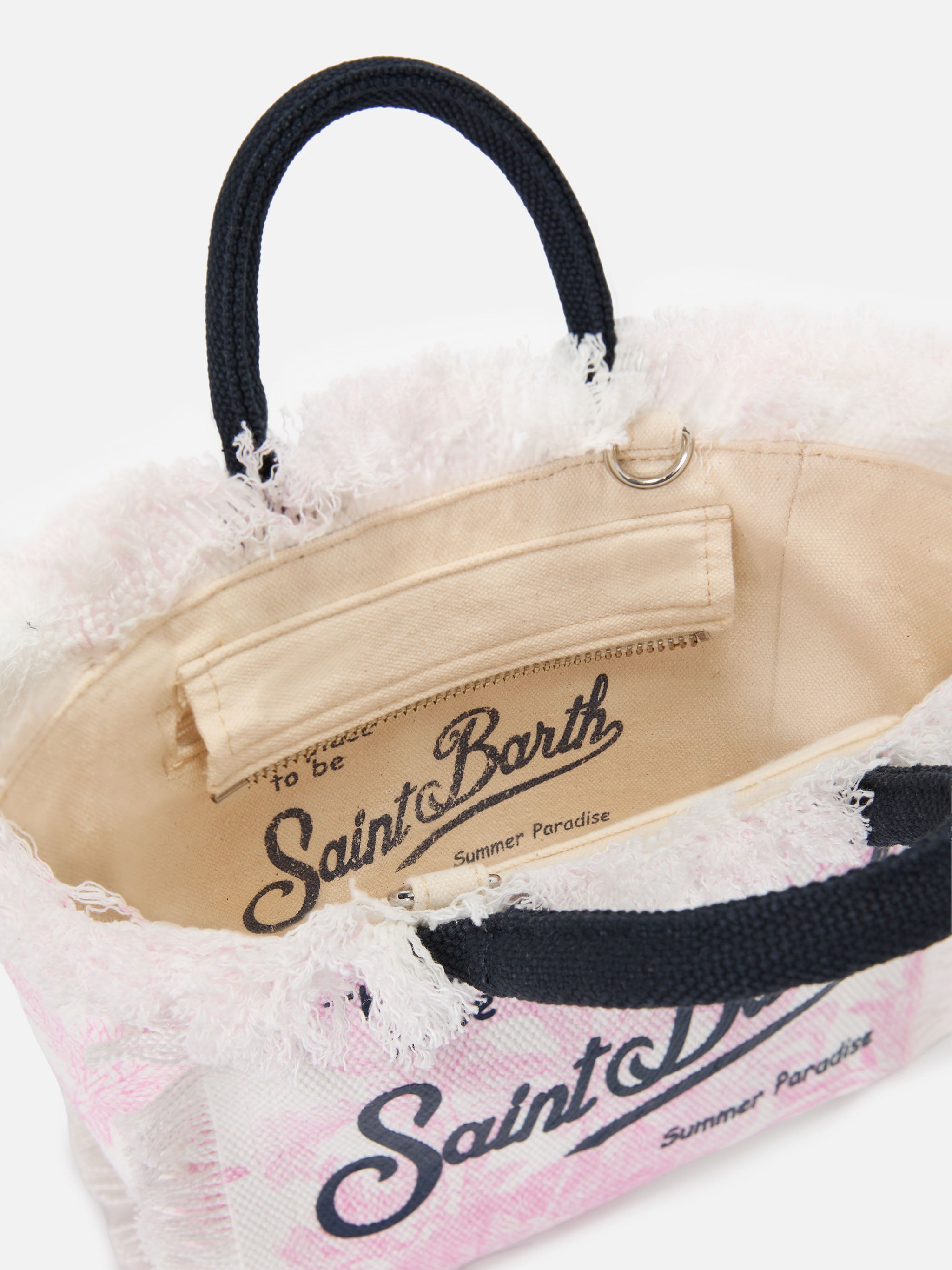 Canvas Vanity Mini Bag With Pink Toile De Jouy Print