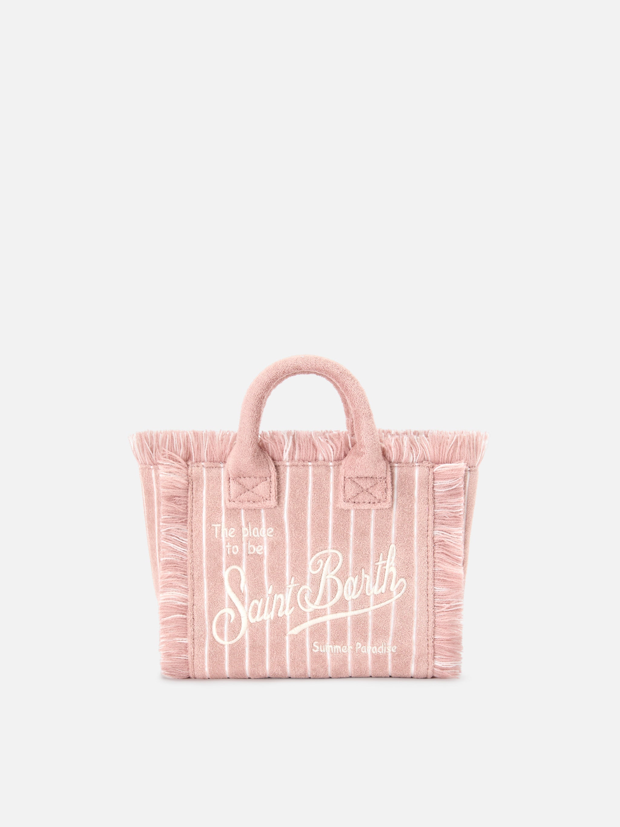 Terry Effect Striped Vanity Mini Bag Pink