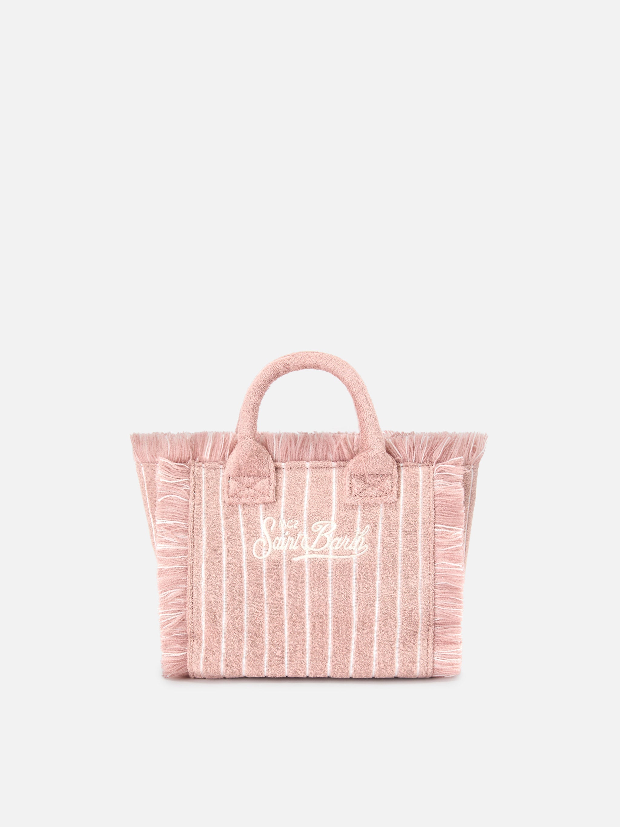 Terry Effect Striped Vanity Mini Bag Pink