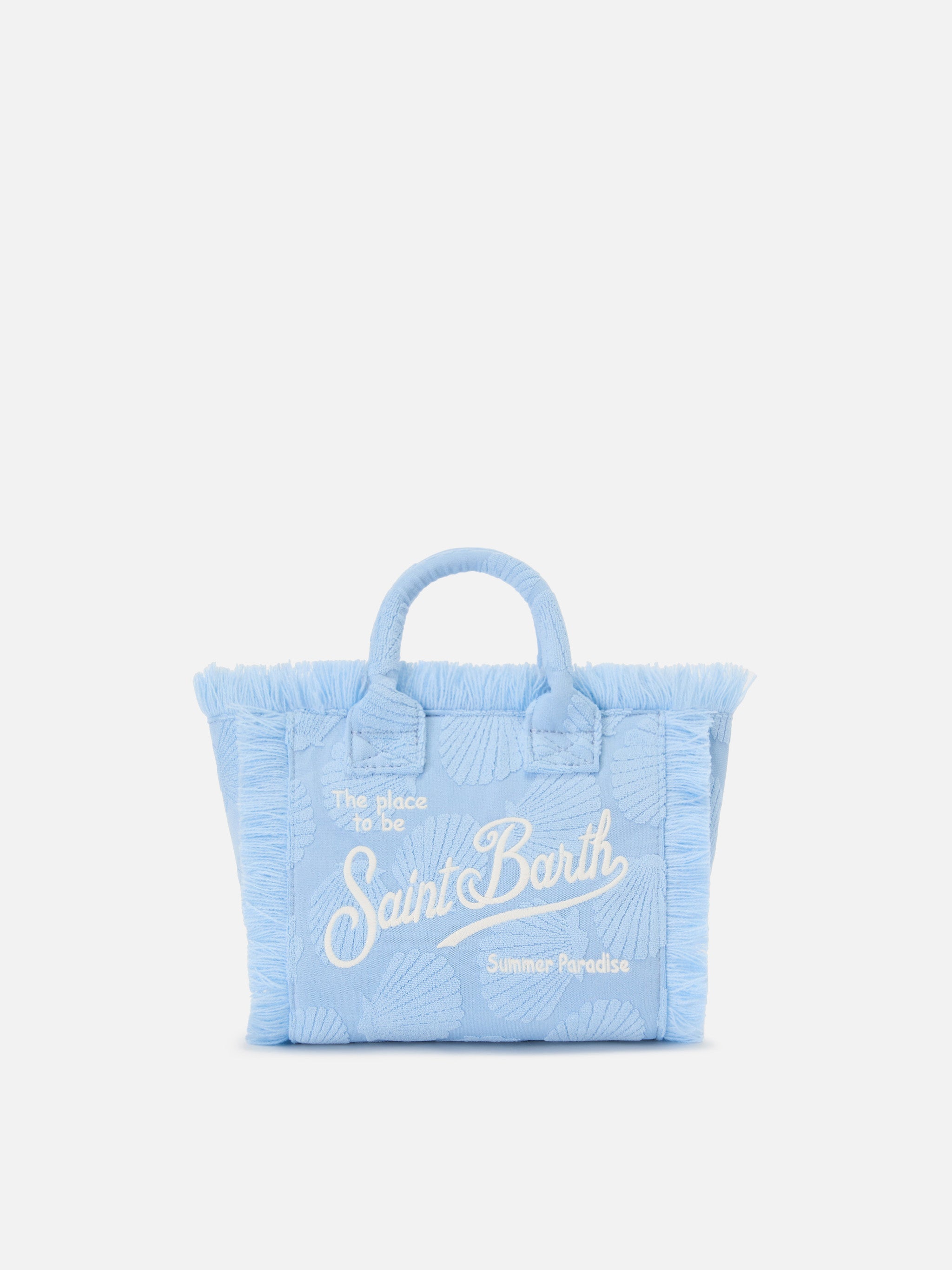 Terry Effect Vanity Mini Bag With Raised Shell Detail Blue