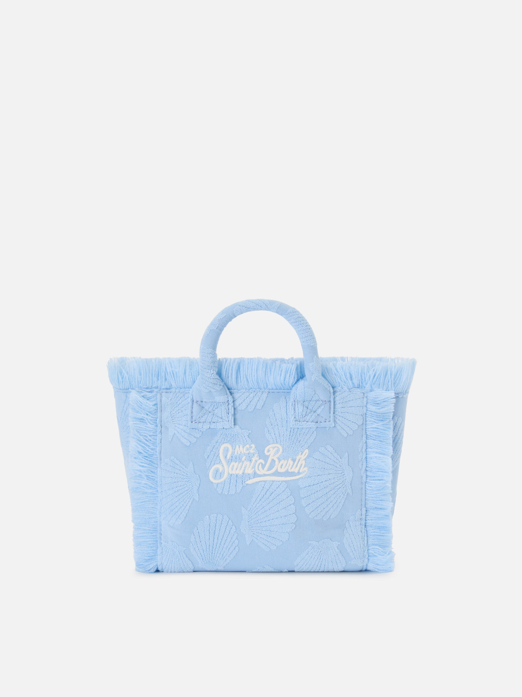 Terry Effect Vanity Mini Bag With Raised Shell Detail Blue