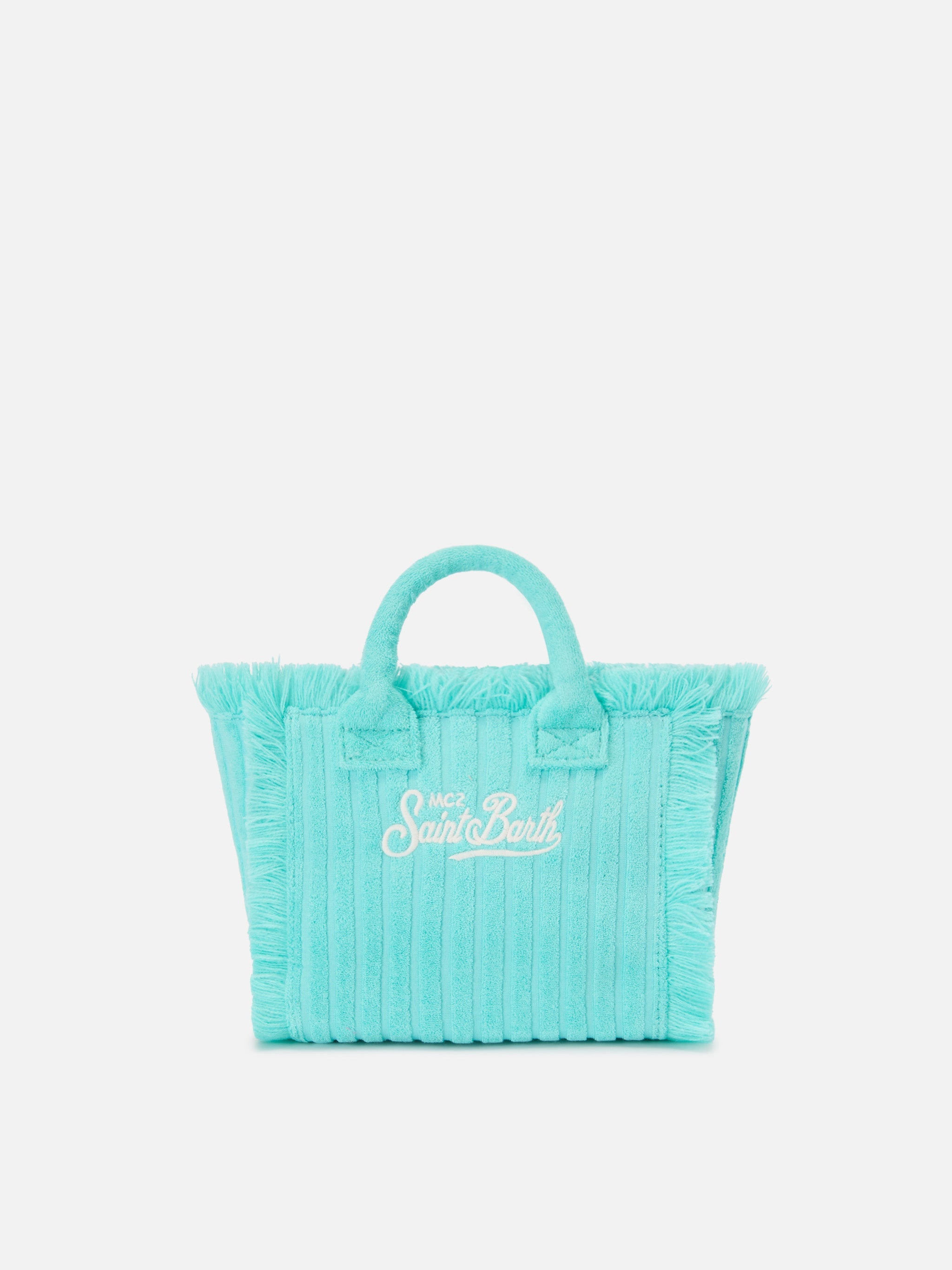 Terry Effect Vanity Mini Bag With Raised Stripe Detail Green