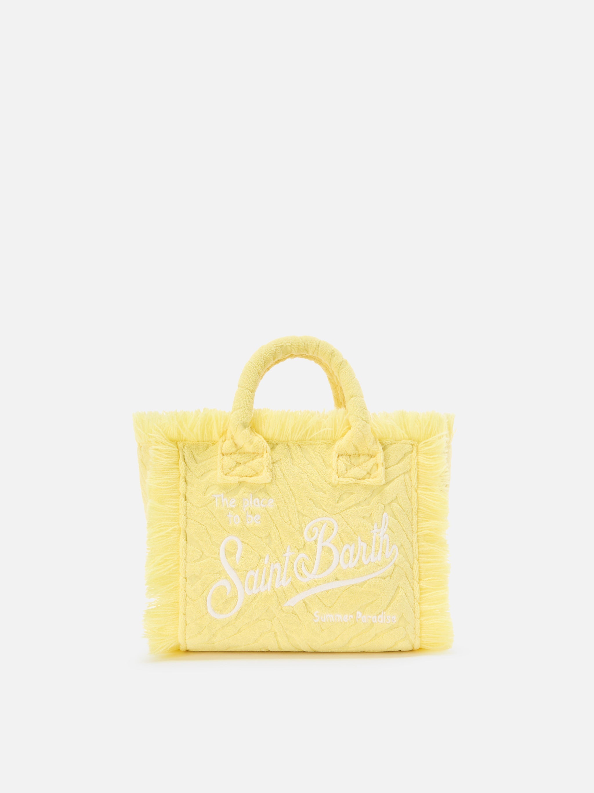 Terry Effect Vanity Mini Bag With Raised Zebra Pattern Yellow