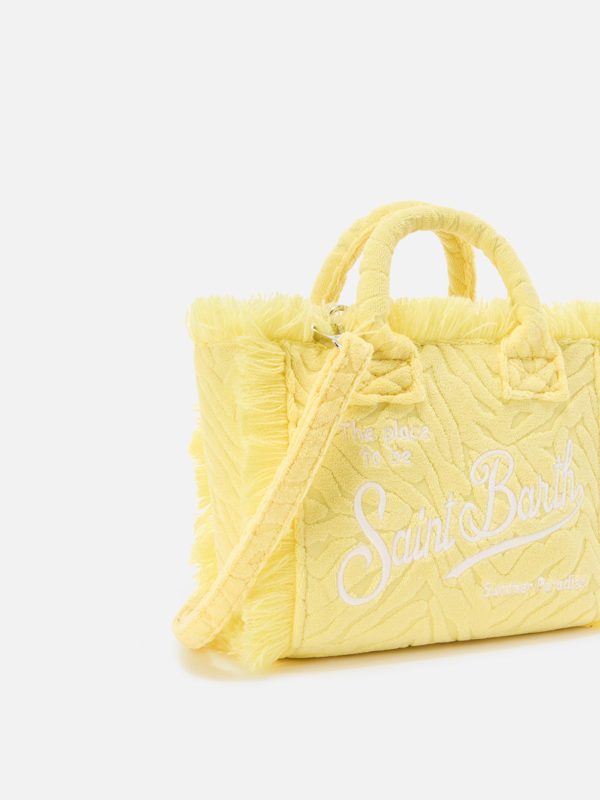 Terry Effect Vanity Mini Bag With Raised Zebra Pattern Yellow