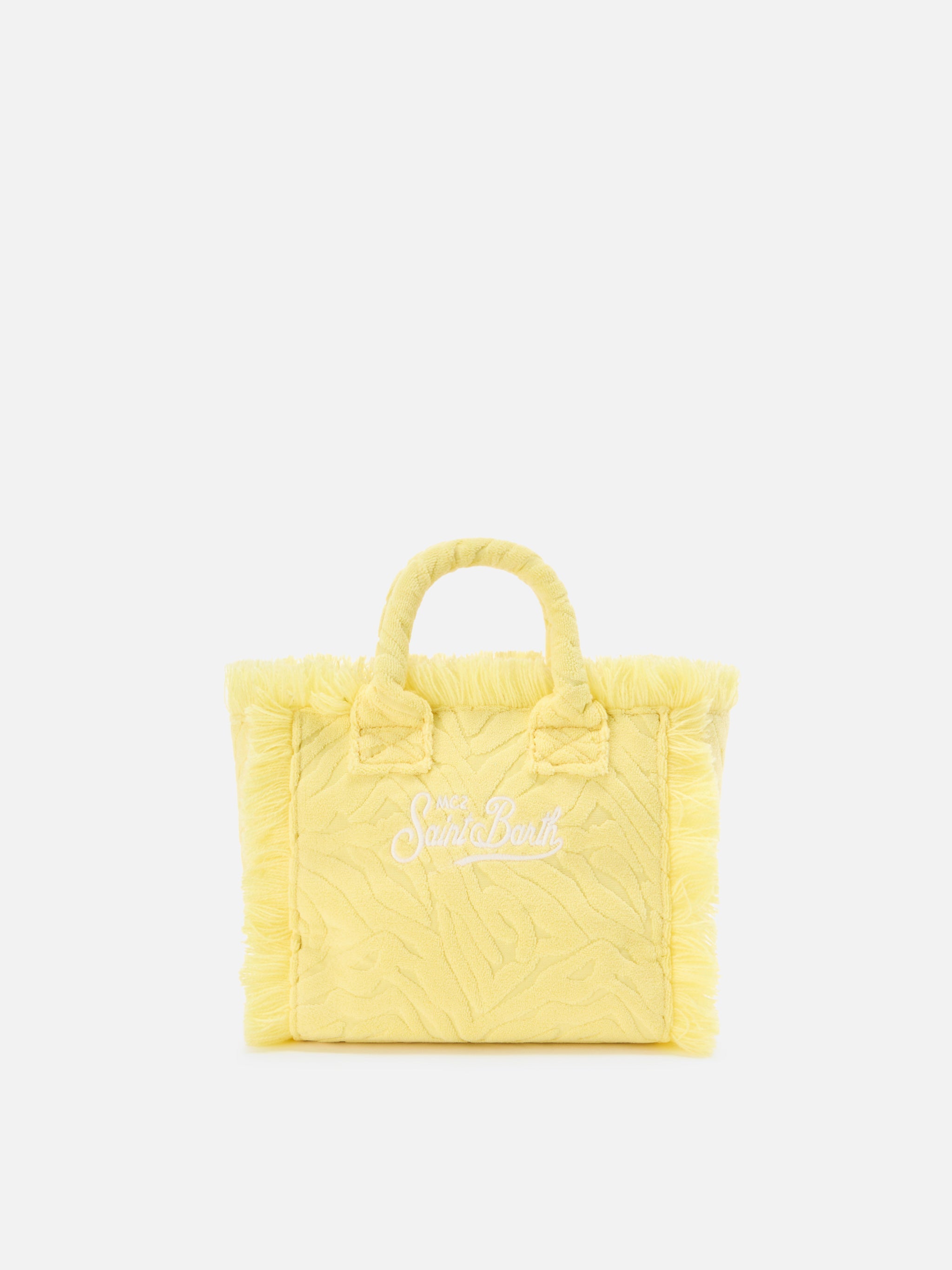 Terry Effect Vanity Mini Bag With Raised Zebra Pattern Yellow