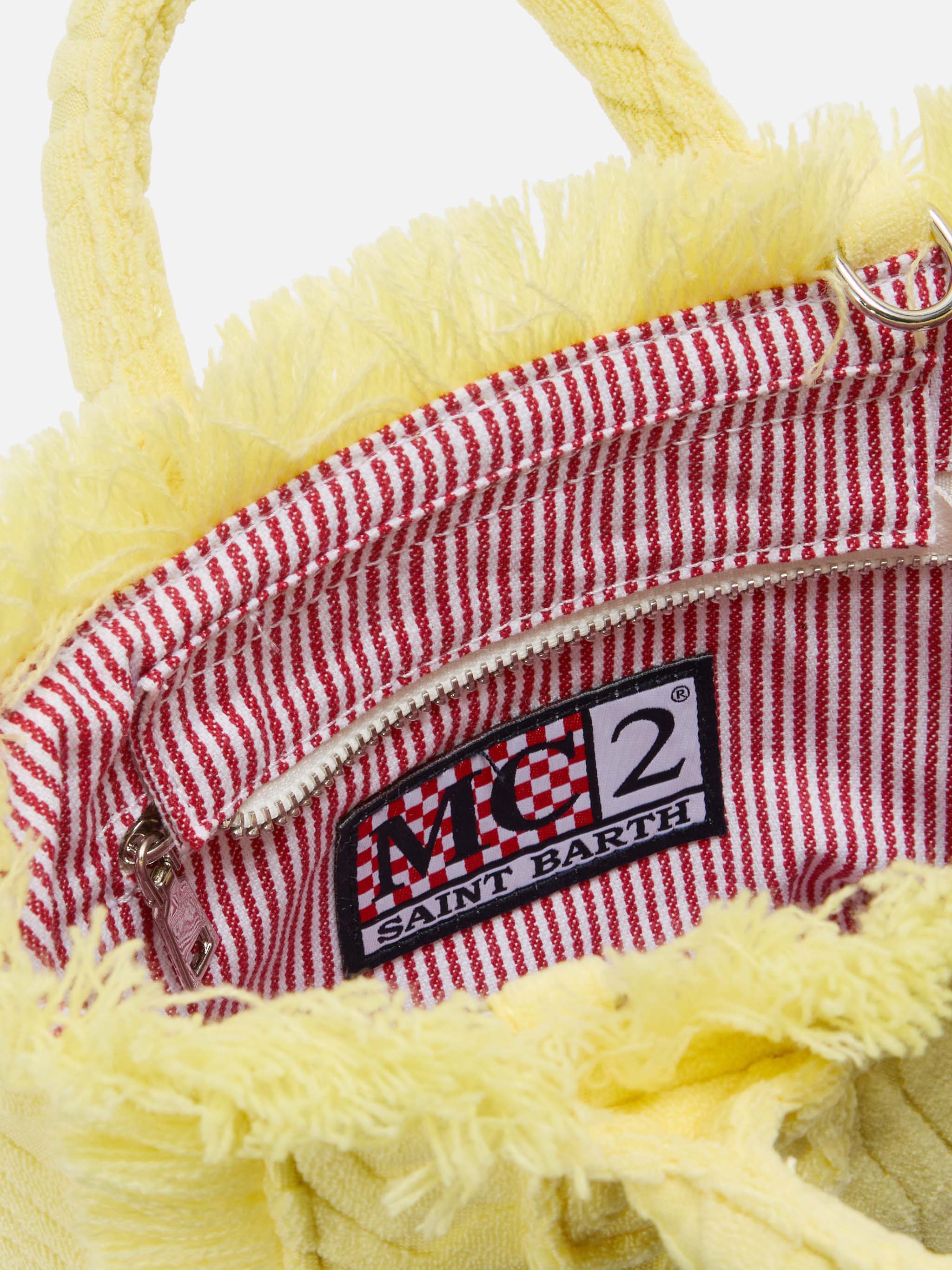 Terry Effect Vanity Mini Bag With Raised Zebra Pattern Yellow