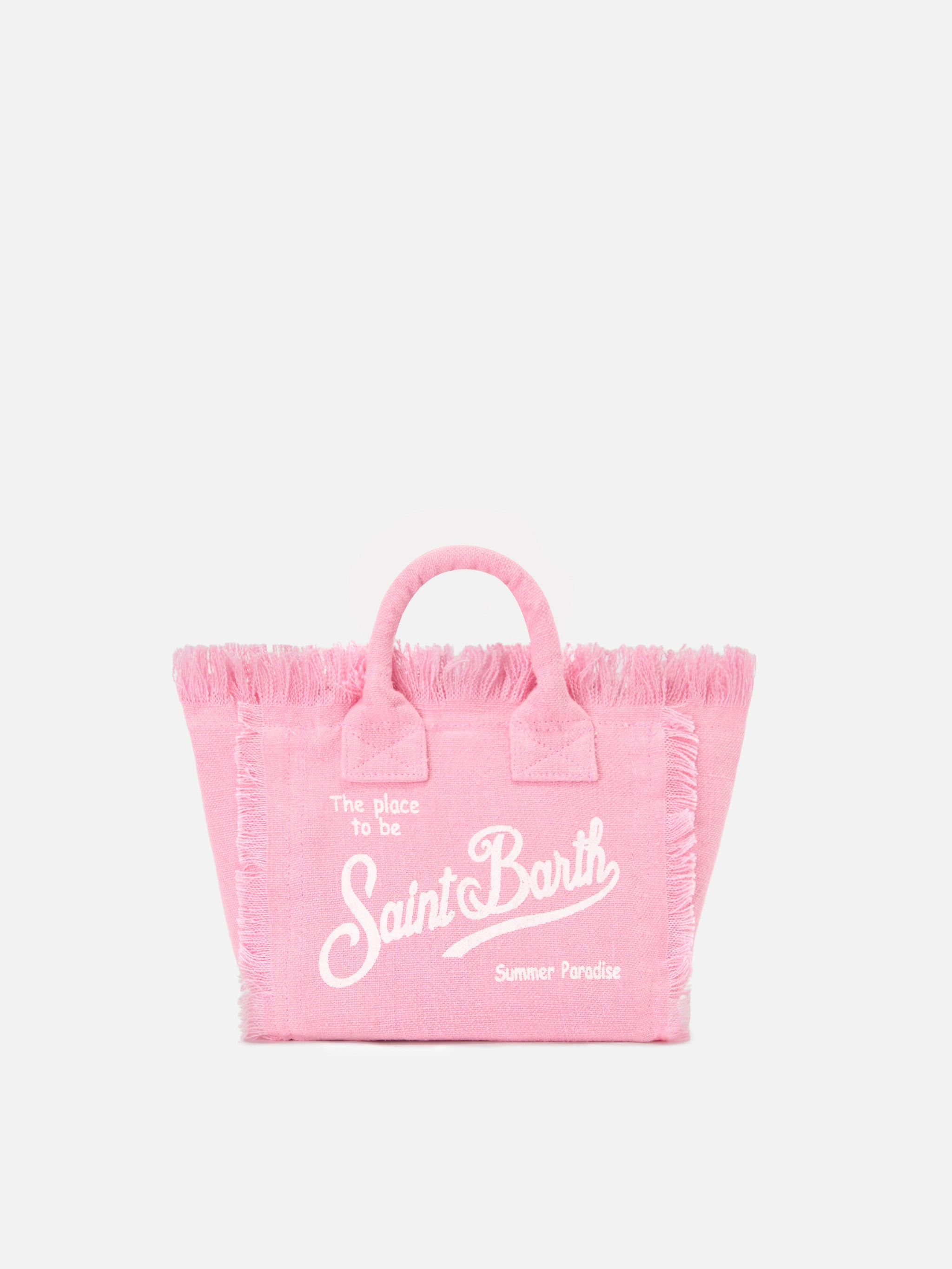 Pink Solid Linen Vanity Mini Bag With Removable Strap