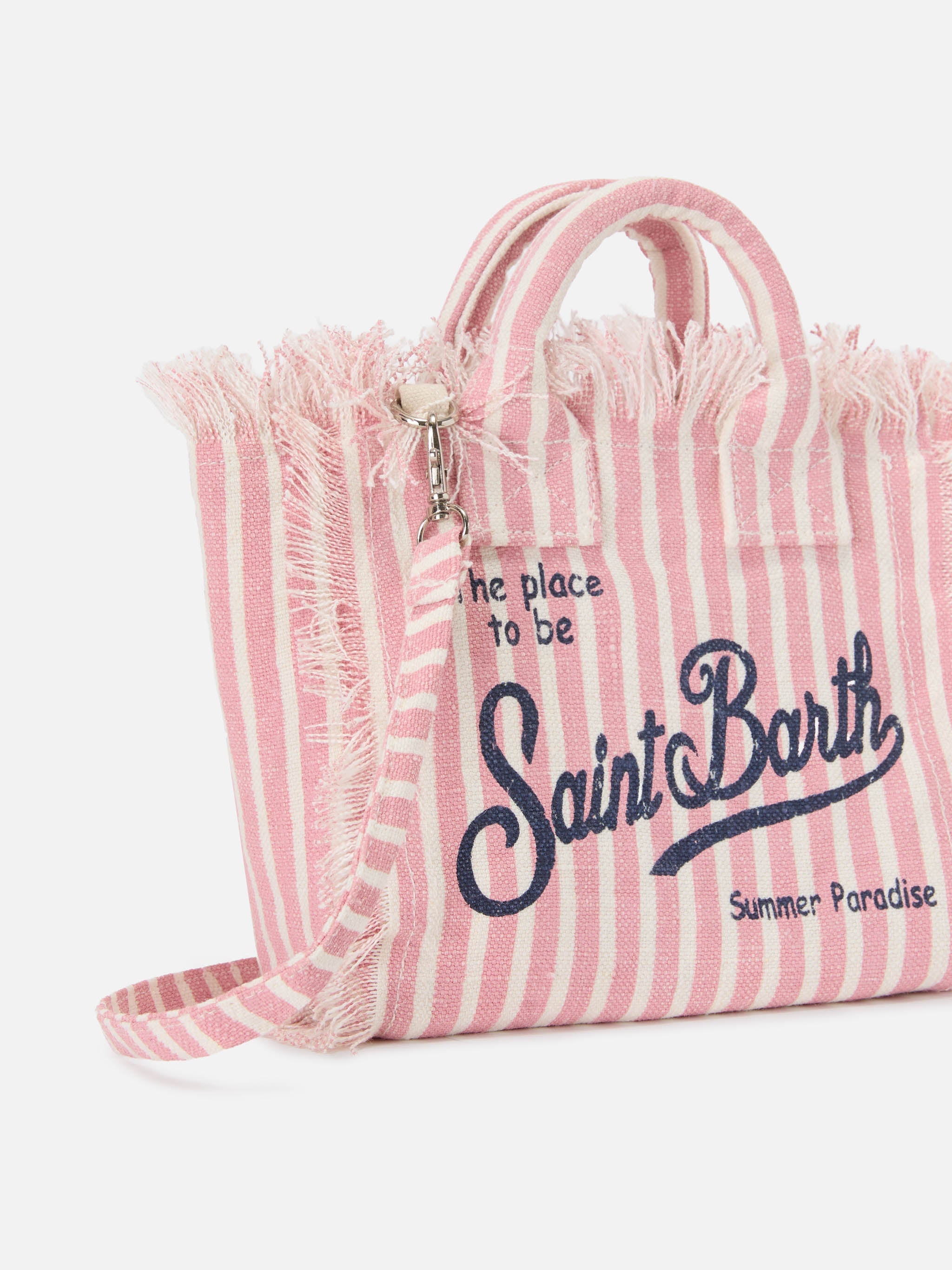 Linen Vanity Bag With Fine Pink And White Stripes