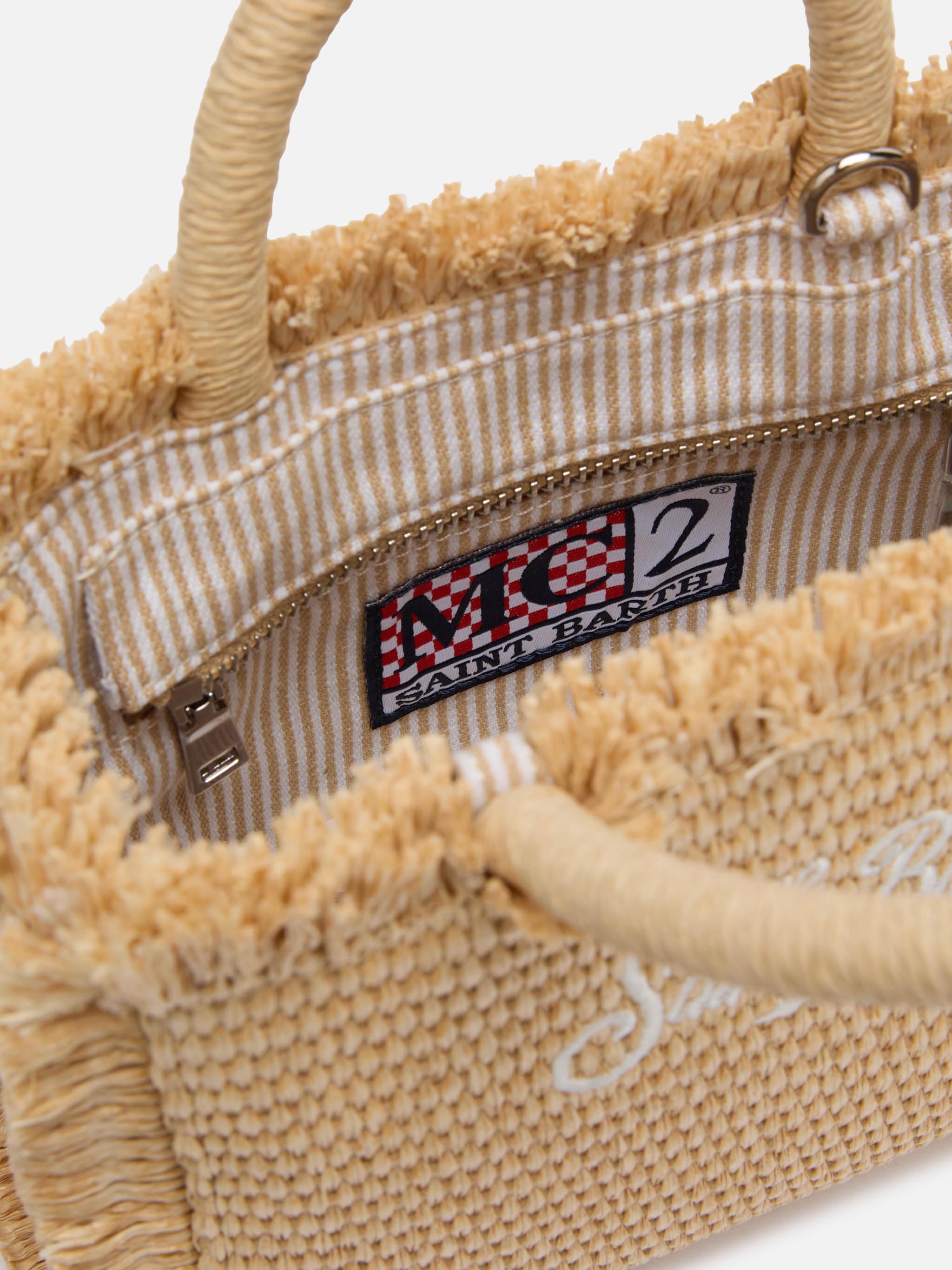 Mini Vanity Straw Effect Bag Beige