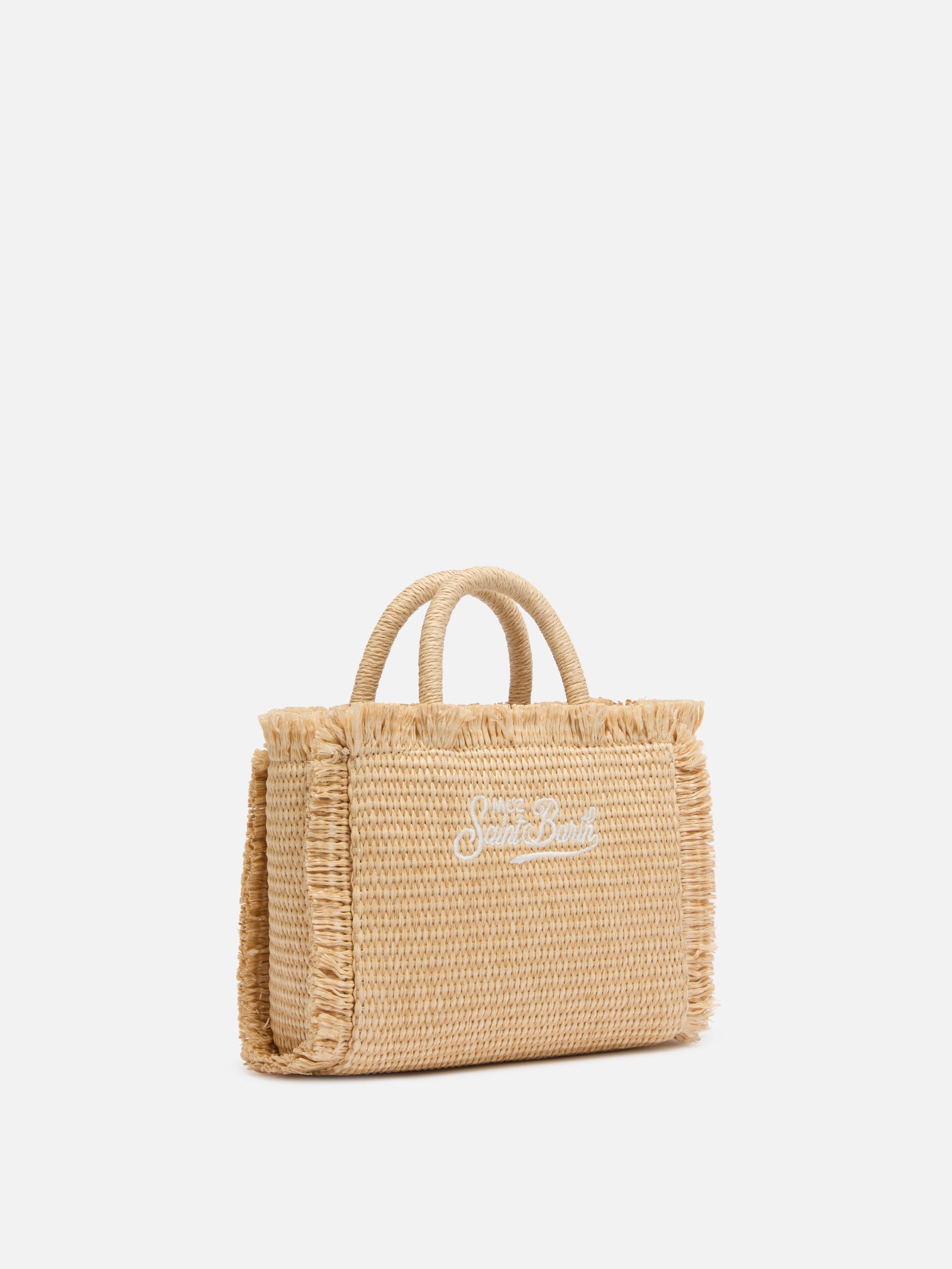 Mini Vanity Straw Effect Bag Beige