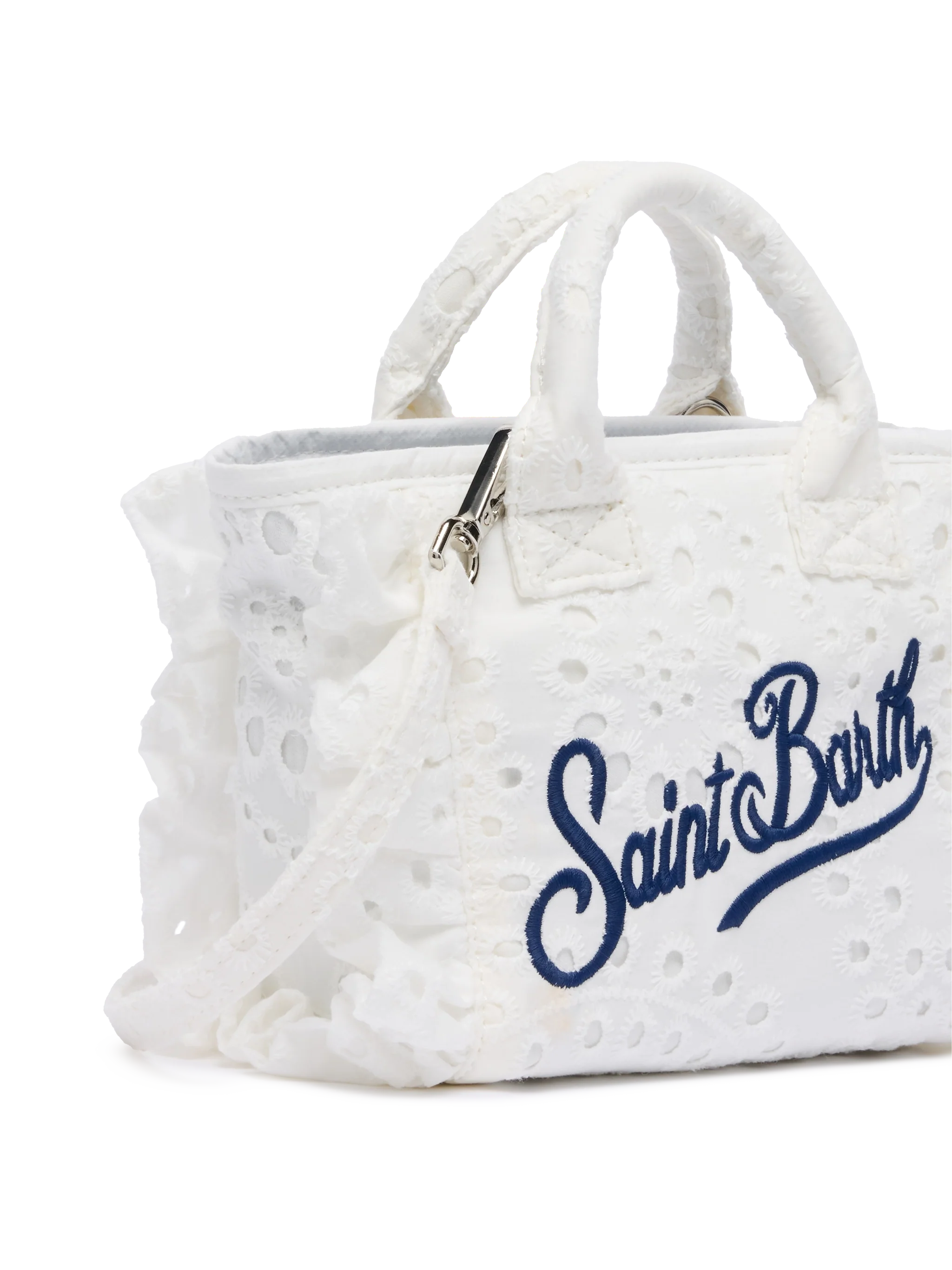 White Sangallo Lace Mini Vanity Volant Bag