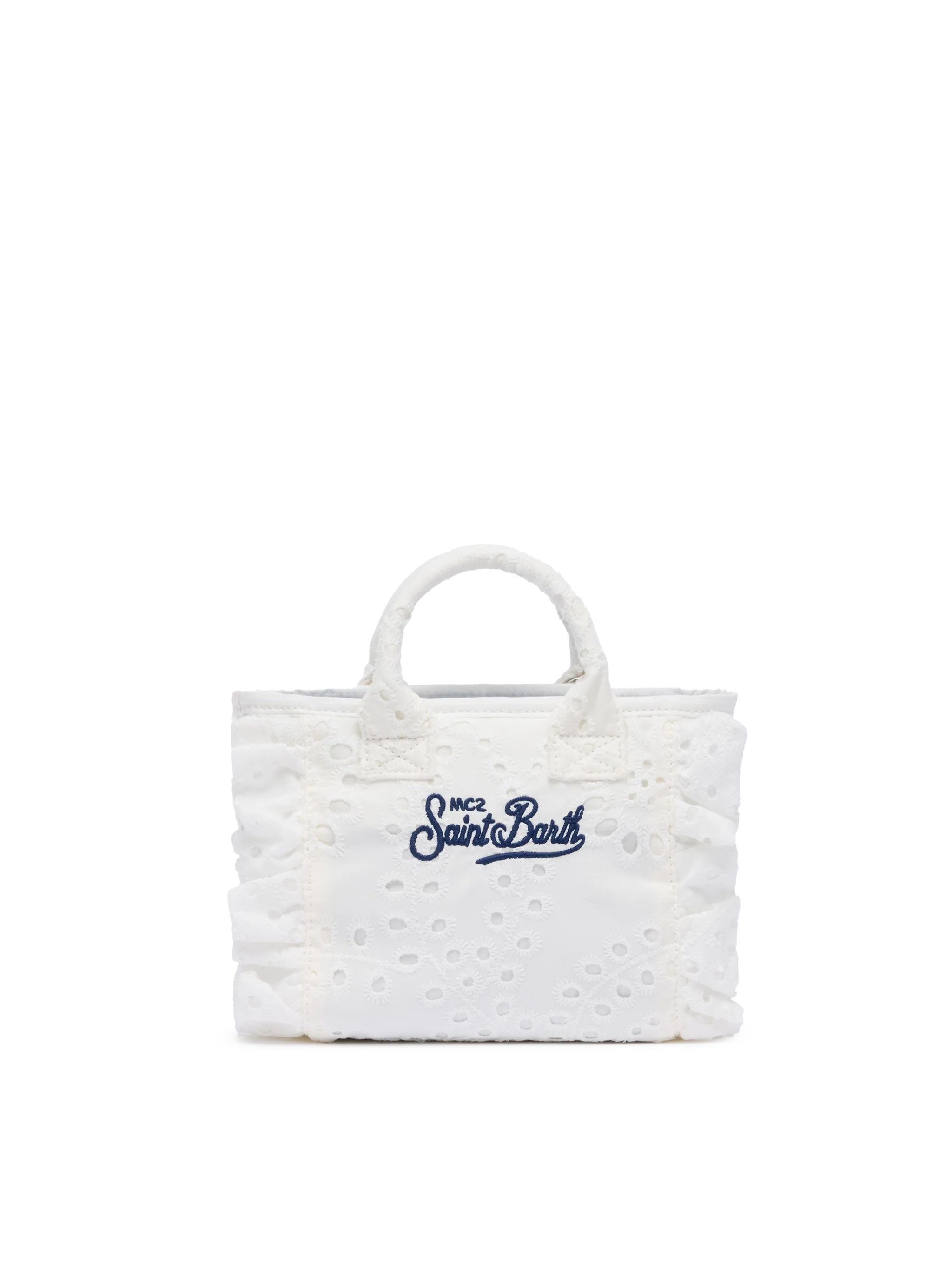 White Sangallo Lace Mini Vanity Volant Bag