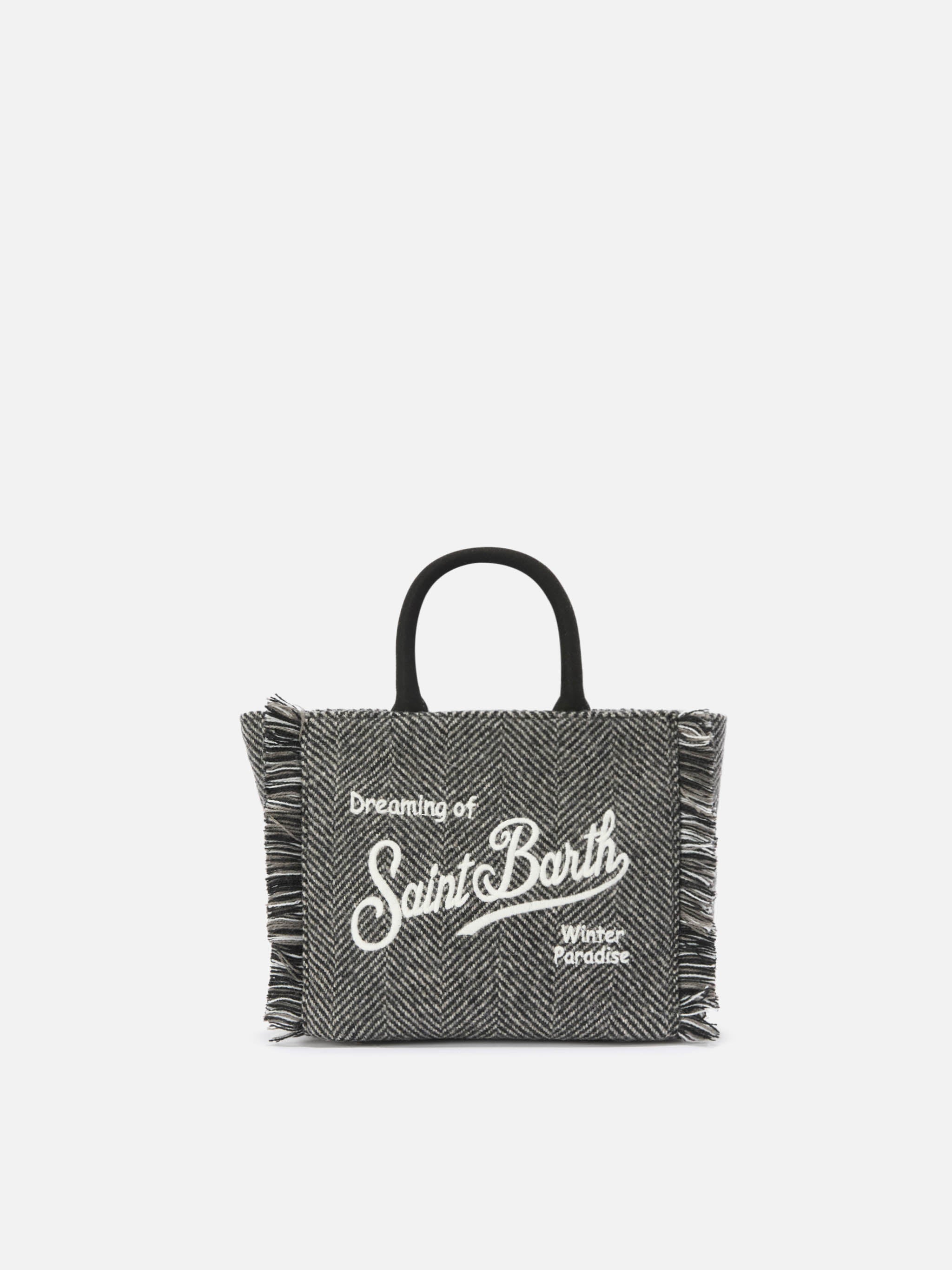 Vanity Mini Wool Handbag Herringbone Blend Black Bag