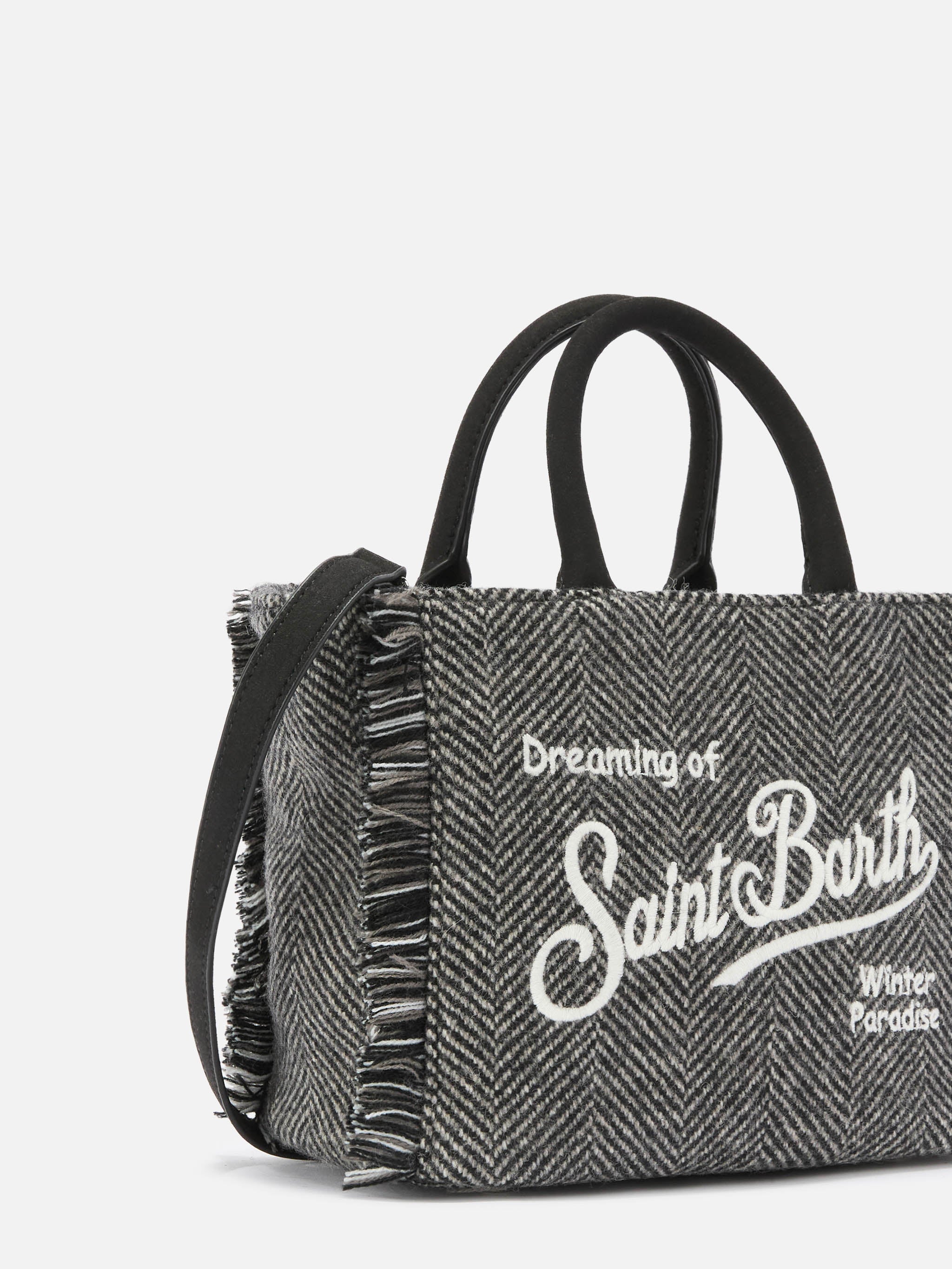 Vanity Mini Wool Handbag Herringbone Blend Black Bag