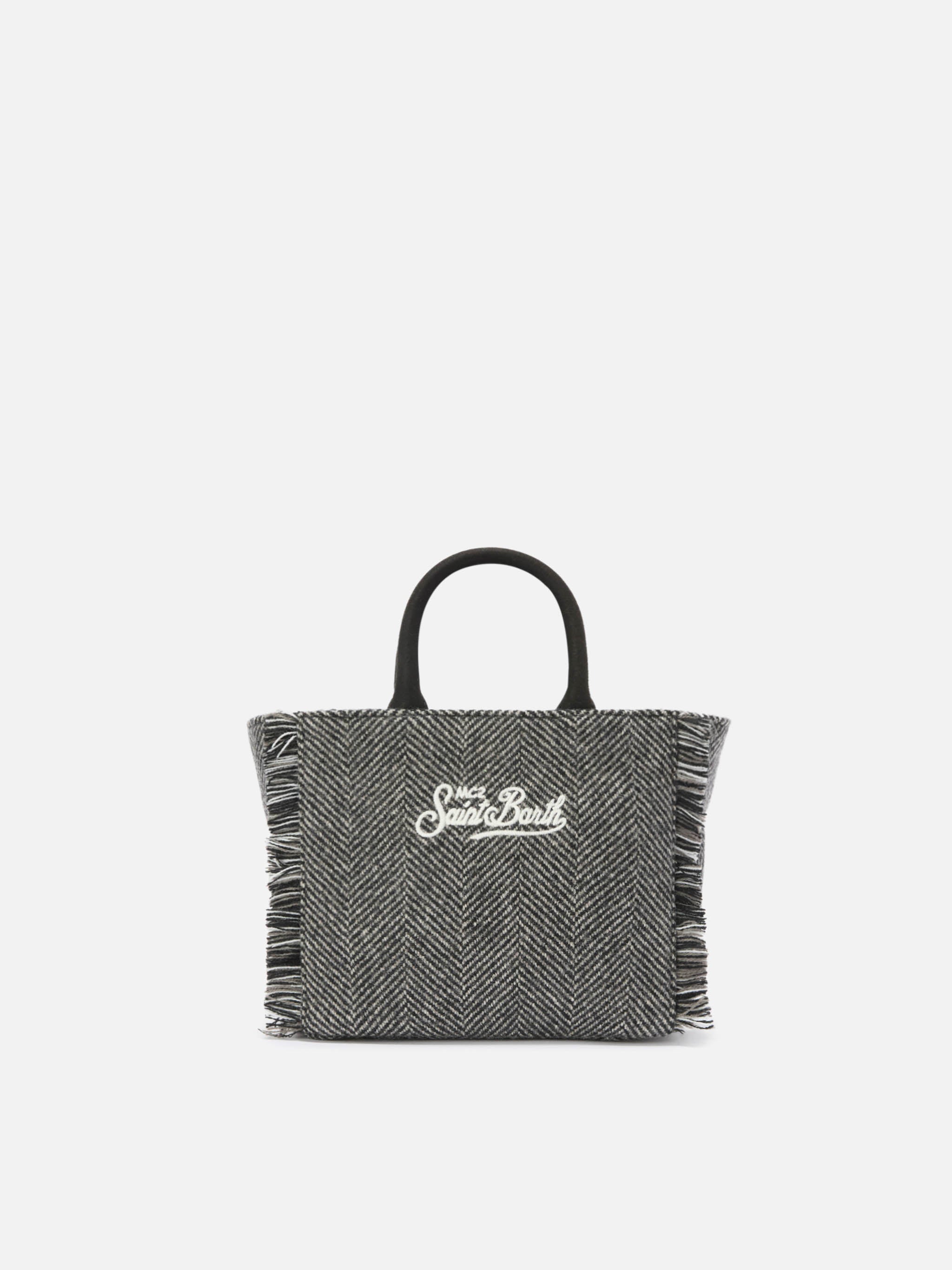 Vanity Mini Wool Handbag Herringbone Blend Black Bag