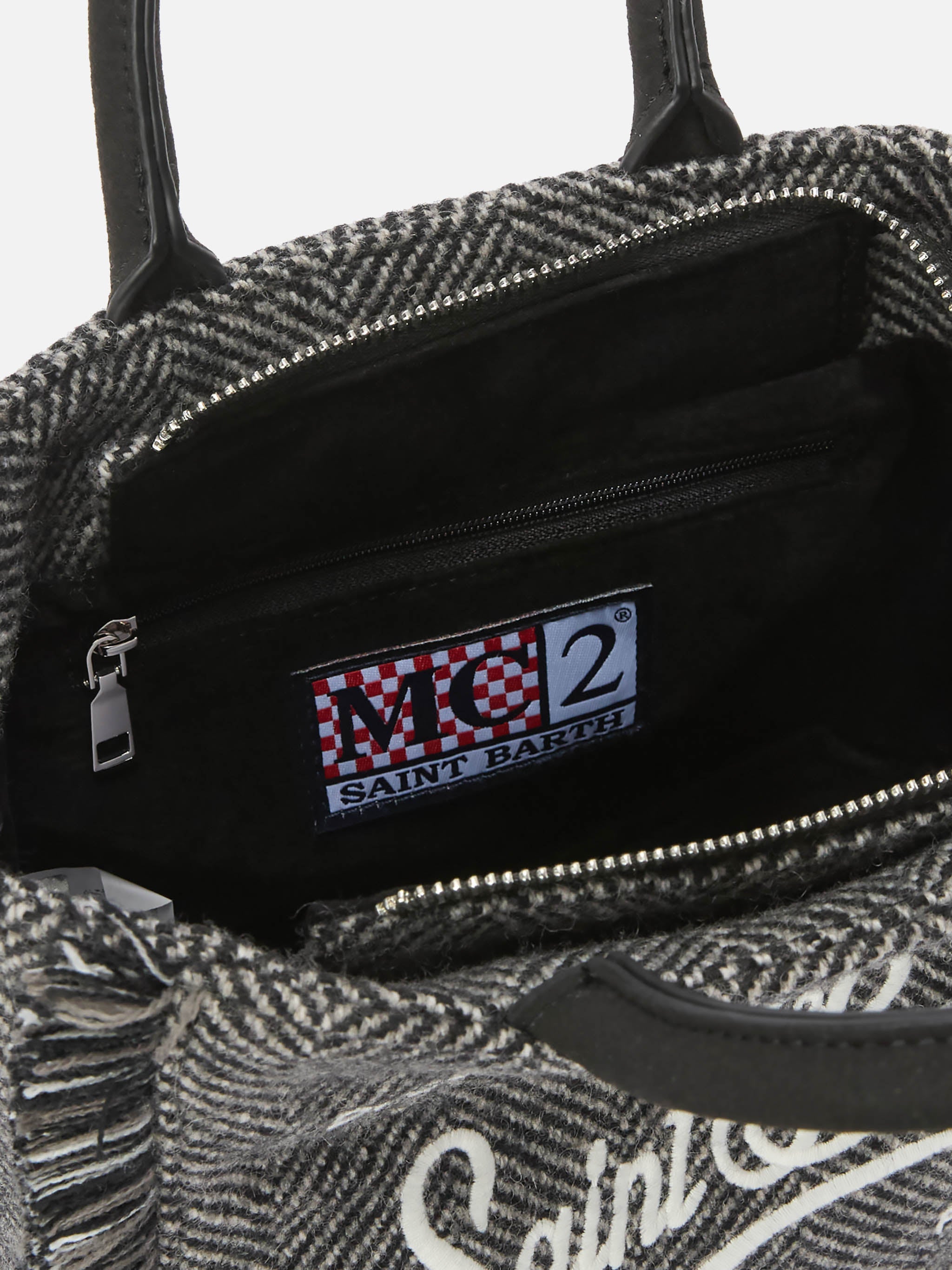 Vanity Mini Wool Handbag Herringbone Blend Black Bag