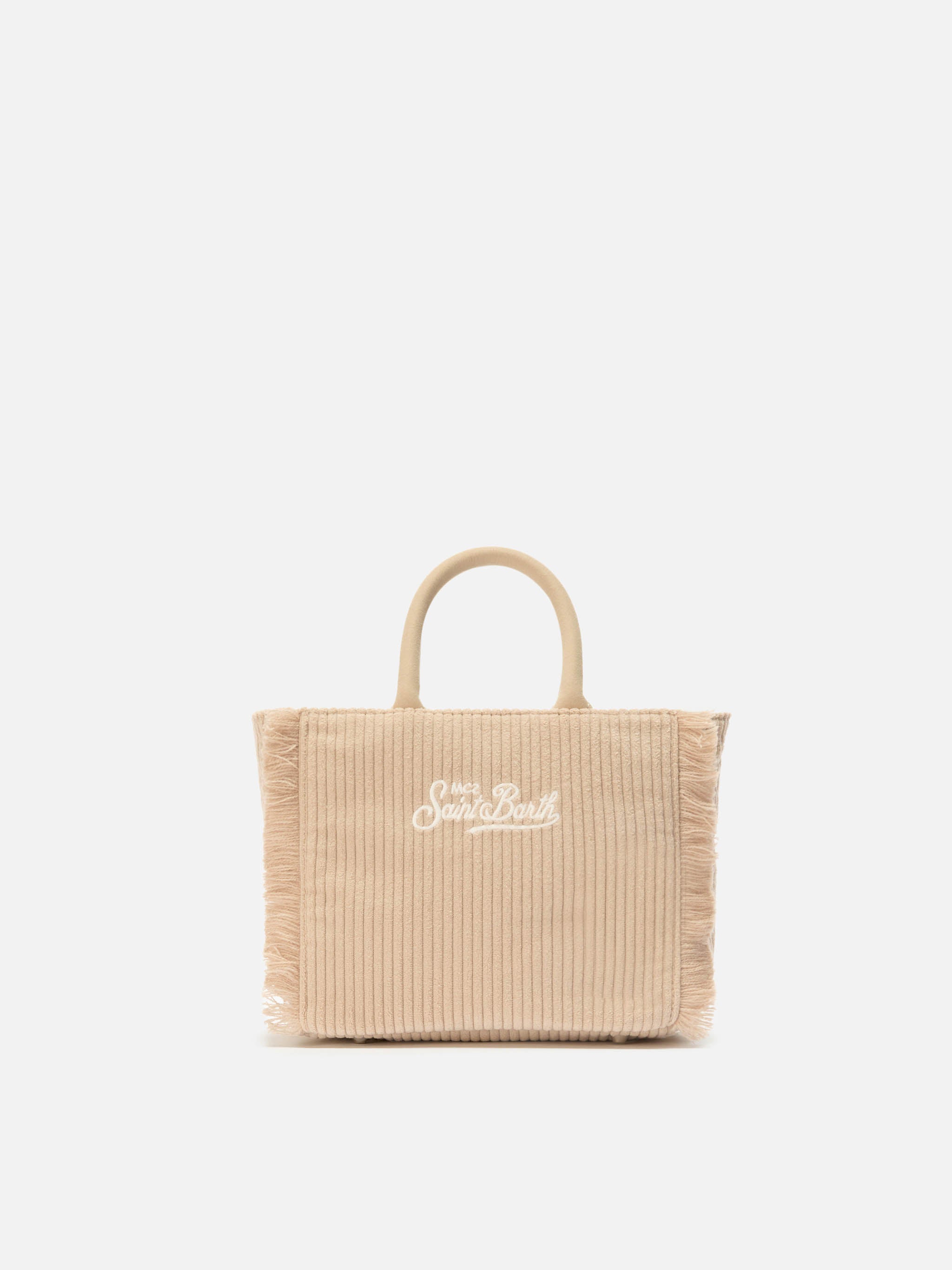 Vanity Mini Corduroy Handbag Beige Velvet And Faux Suede Brown Bag