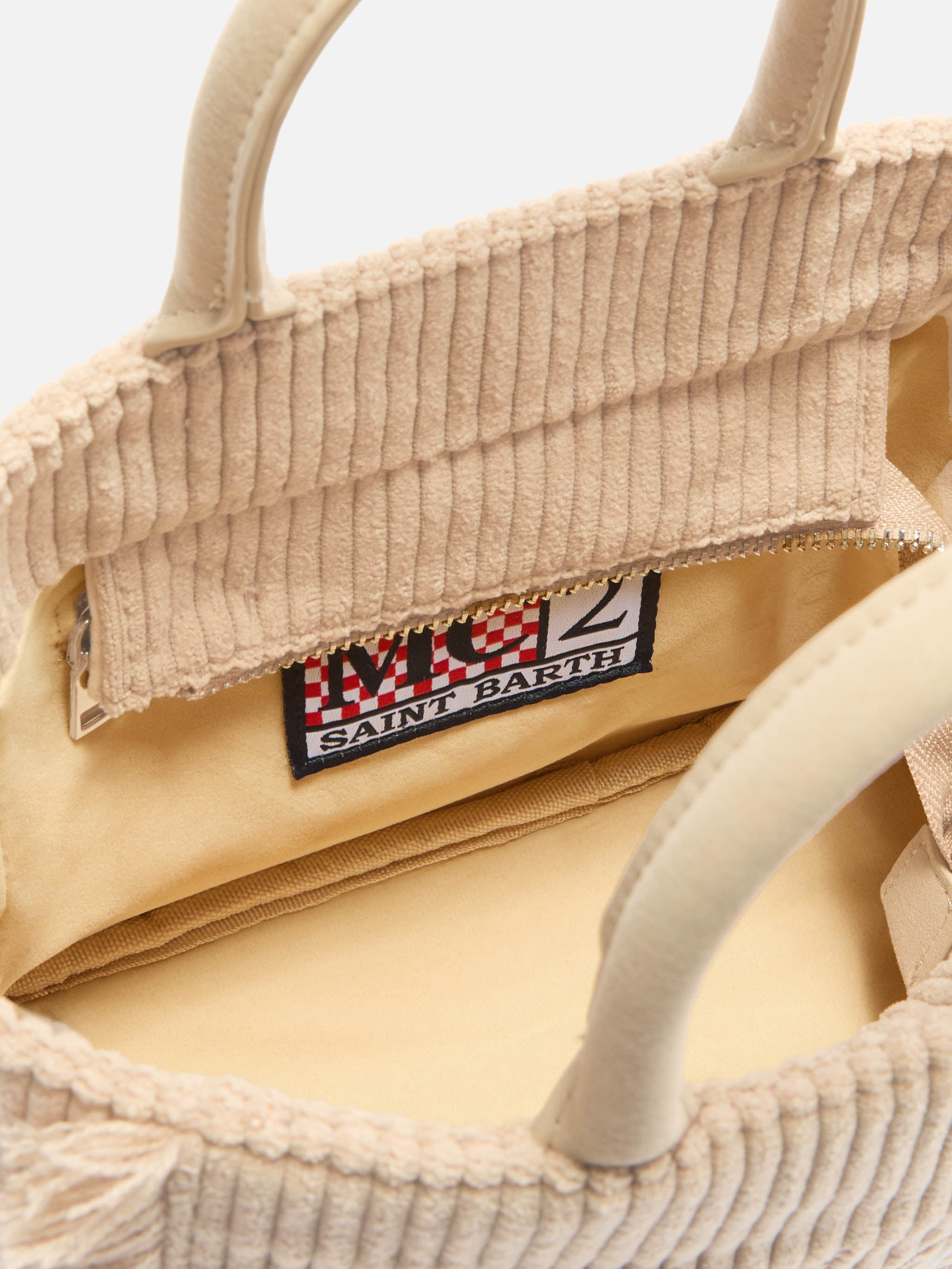 Vanity Mini Corduroy Handbag Beige Velvet And Faux Suede Brown Bag