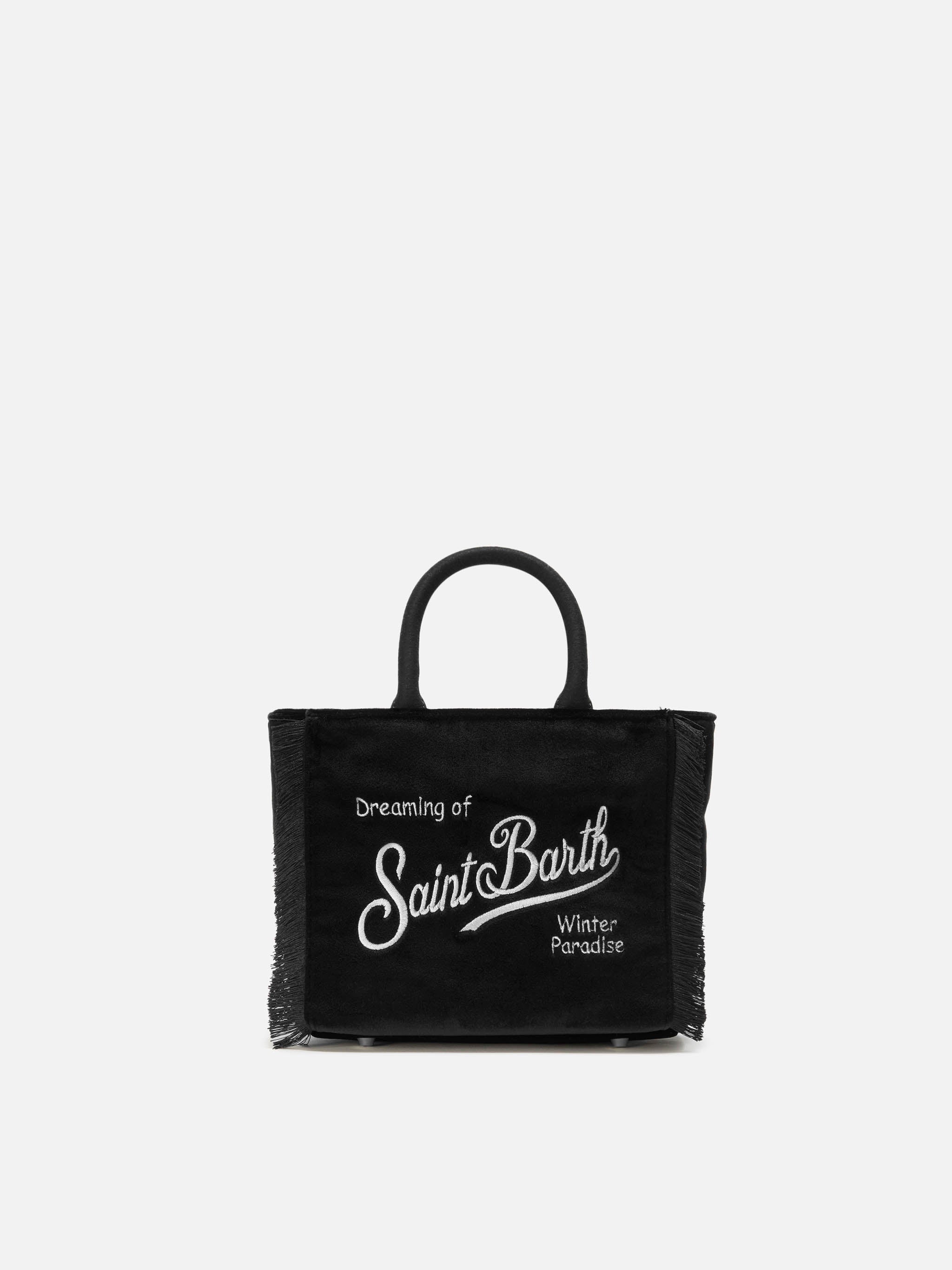Vanity Mini Velvet Handbag Black And Faux Suede Bag