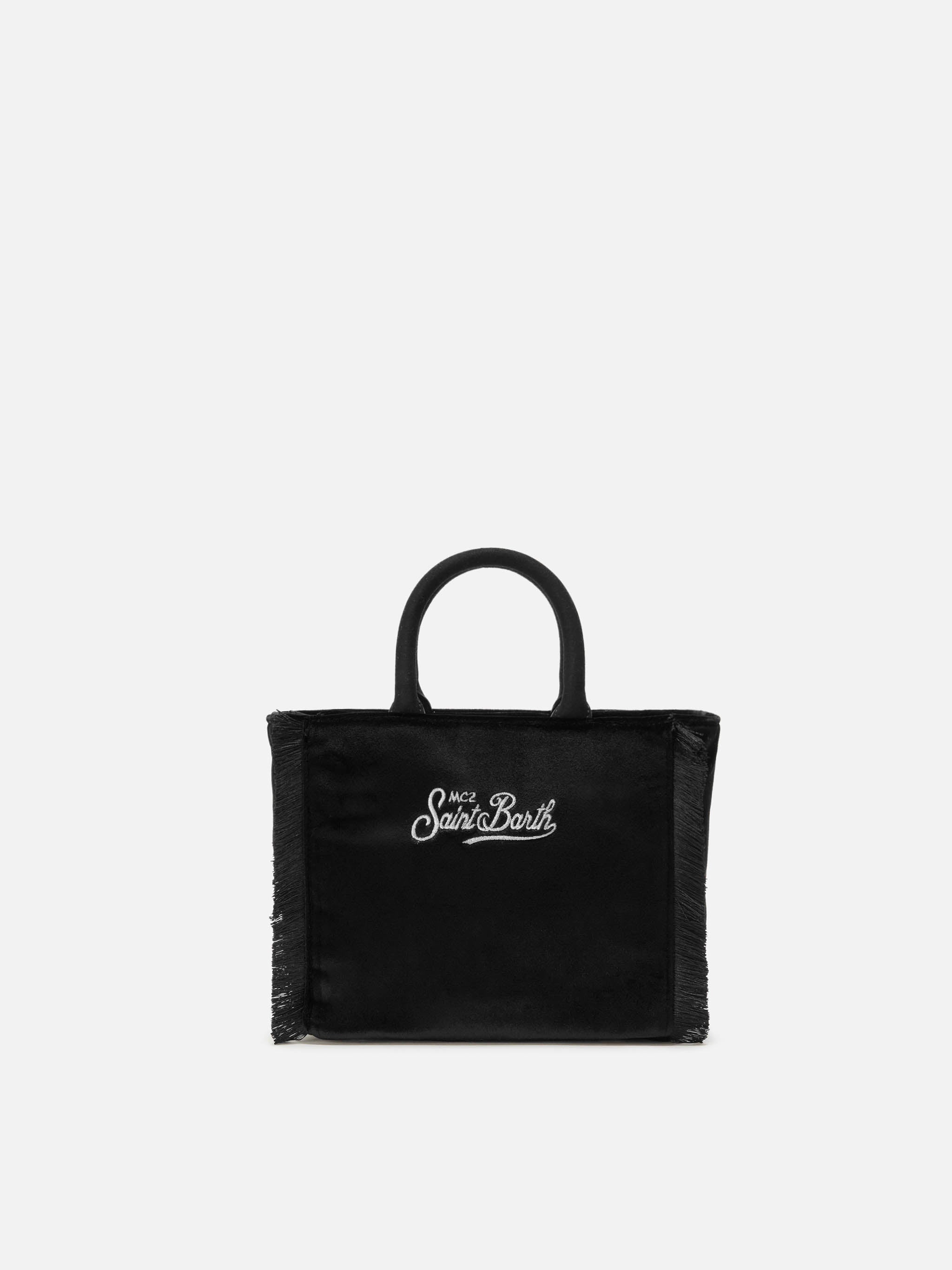Vanity Mini Velvet Handbag Black And Faux Suede Bag