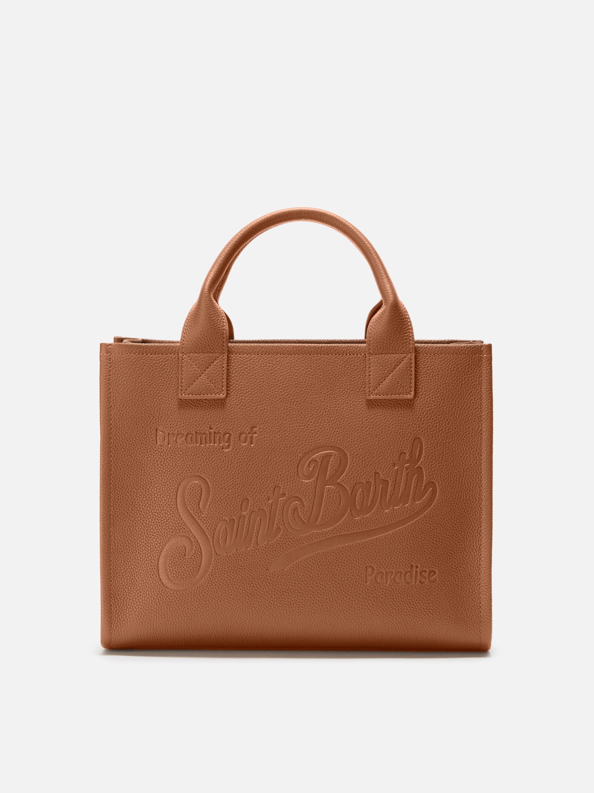 Vanity Bag Large Shoulder Camel Hammered Leather Brown