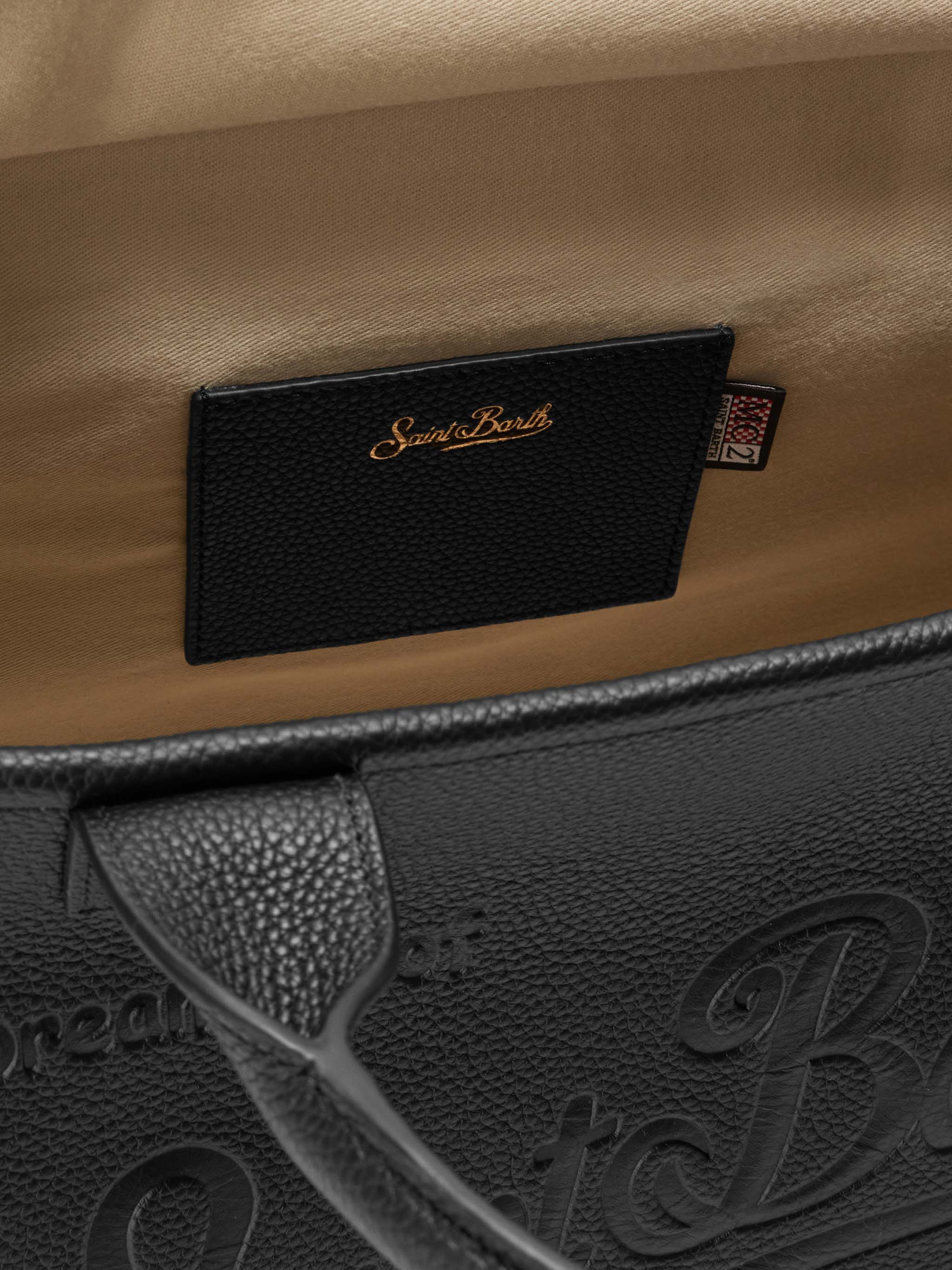 Vanity Bag Large Shoulder Black Hammered Leather