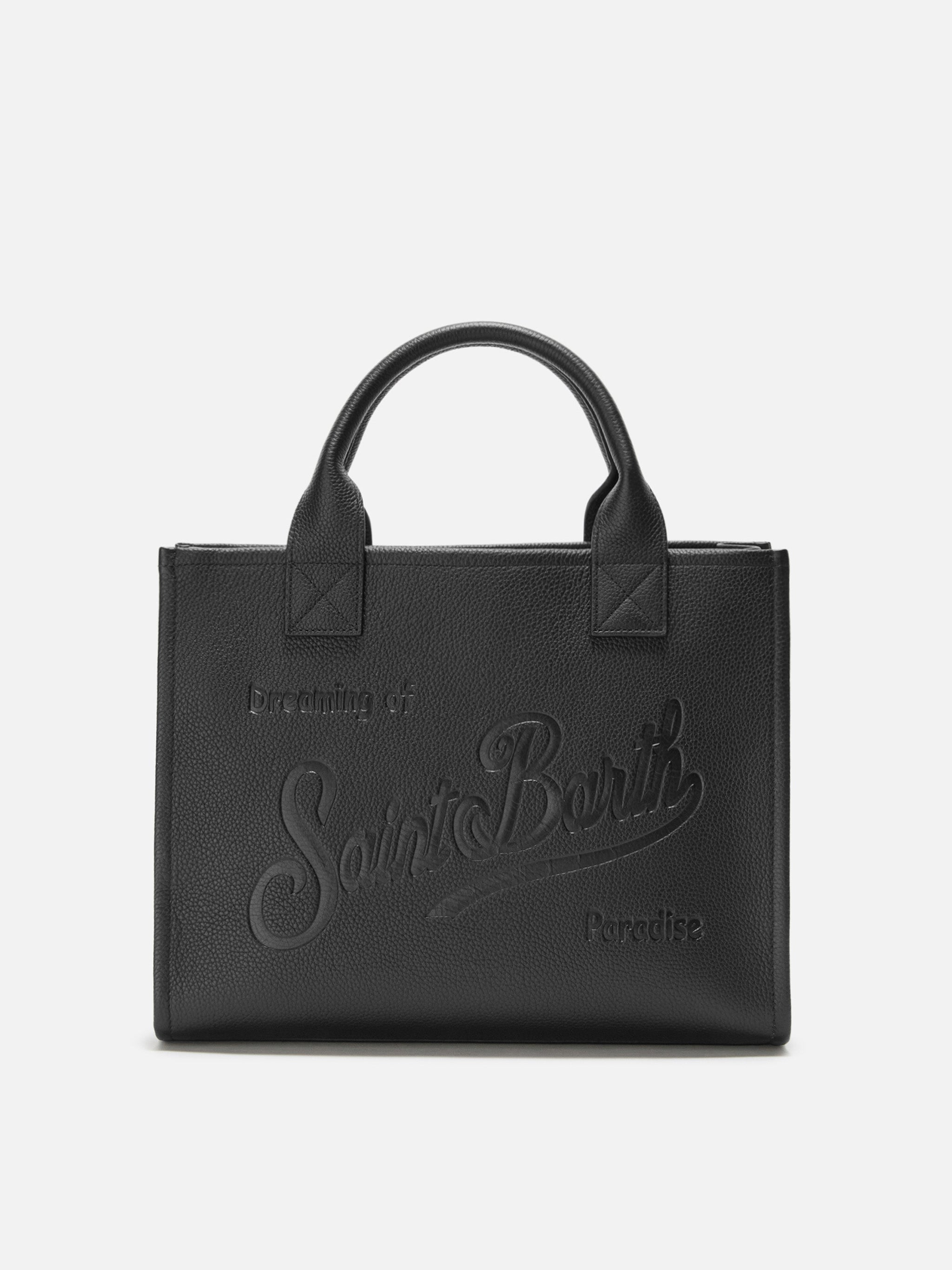 Vanity Bag Large Shoulder Black Hammered Leather