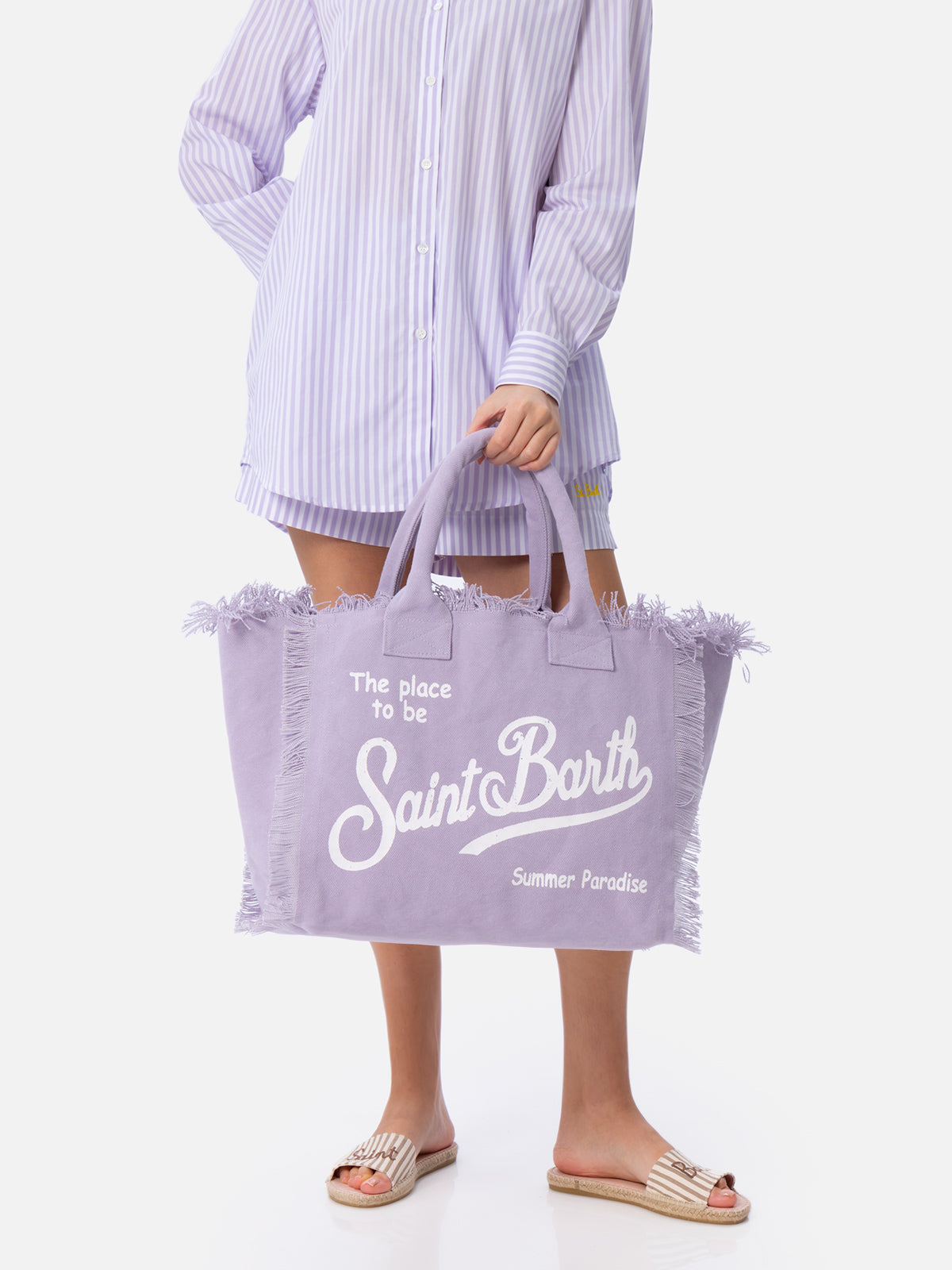 Lilac Cotton Canvas Vanity Tote Bag Pink