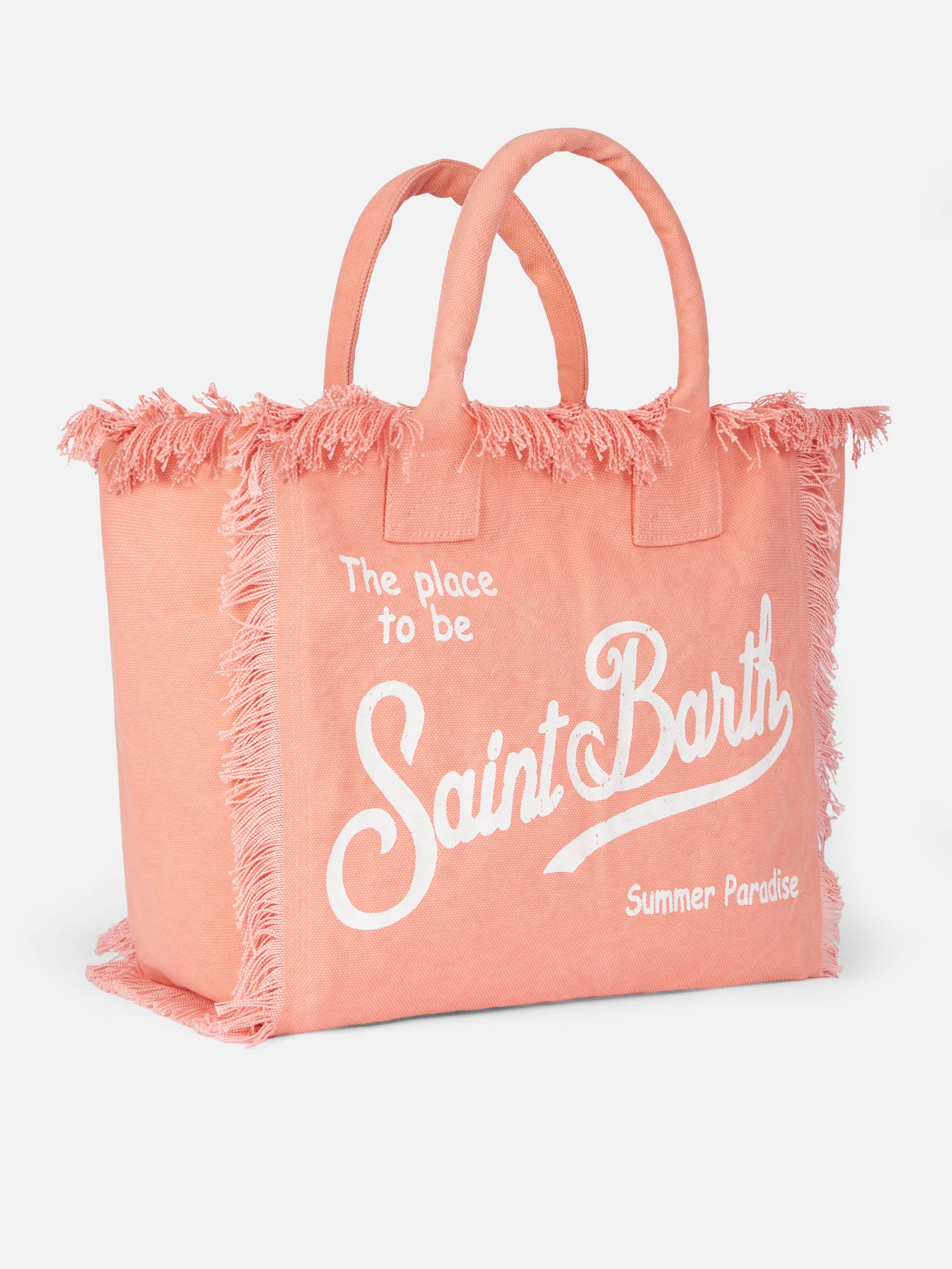 Peach Cotton Canvas Vanity Tote Bag Orange