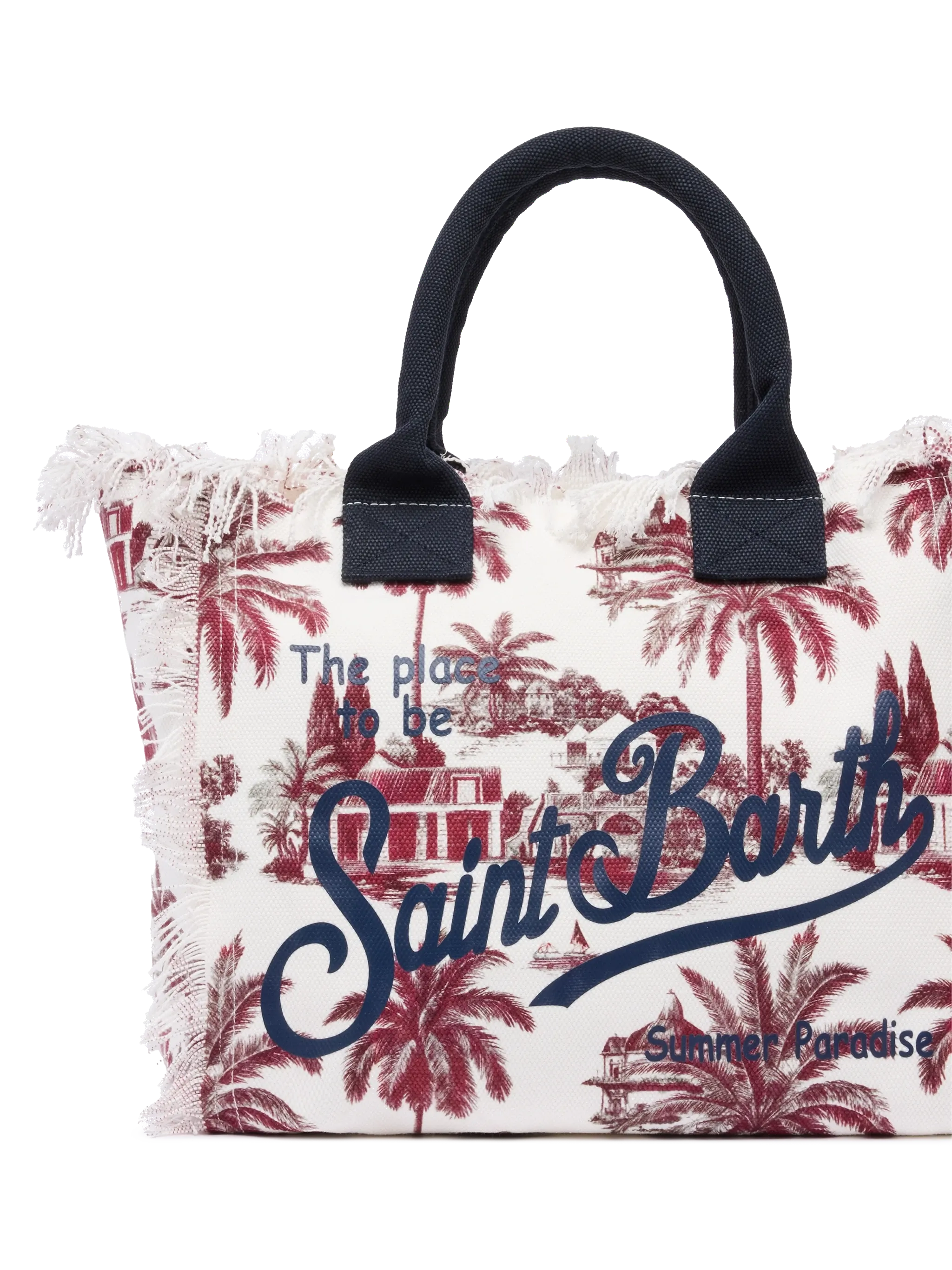 Cotton Canvas Vanity Tote Bag With Toile De Jouy Print | Ai Co-Created Design By Rickdick - Powered Red-Eye White