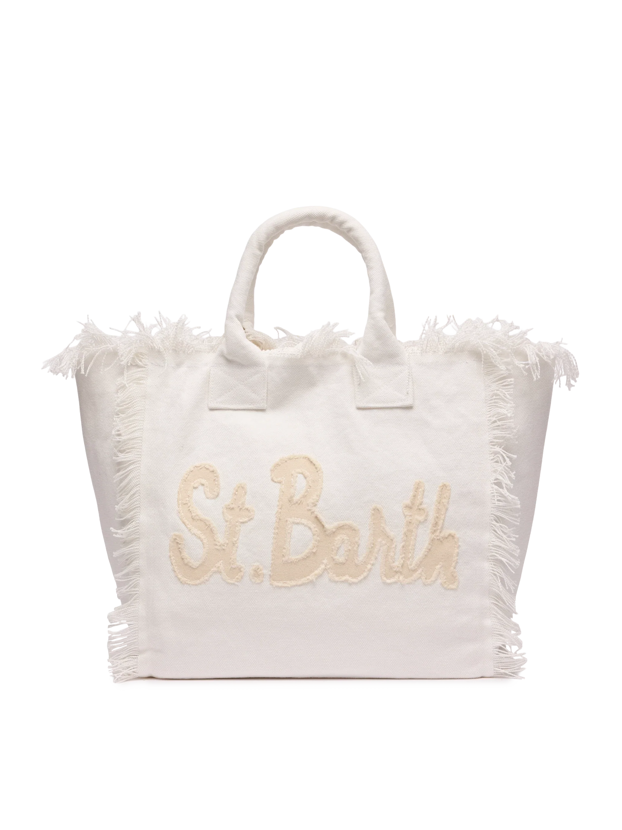 Cotton Canvas Vanity Tote Bag With St. Barth Patch Logo White