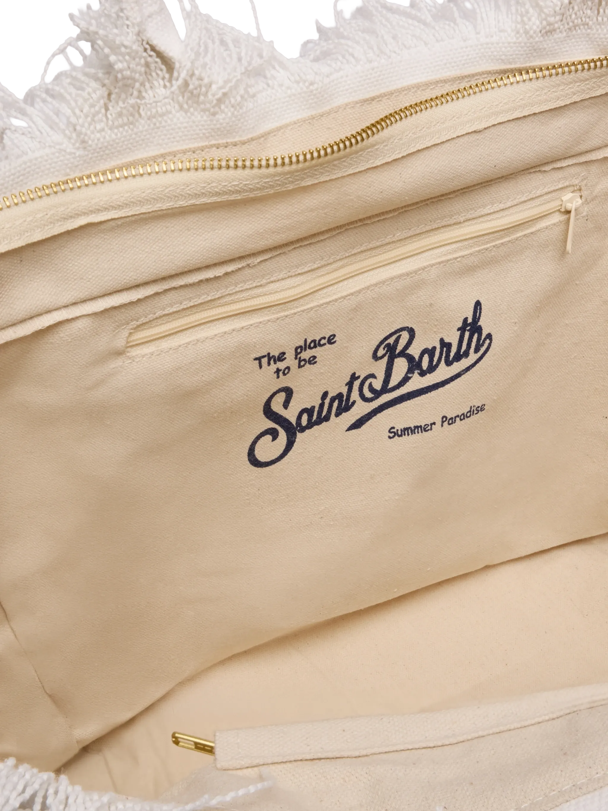 Cotton Canvas Vanity Tote Bag With St. Barth Patch Logo White