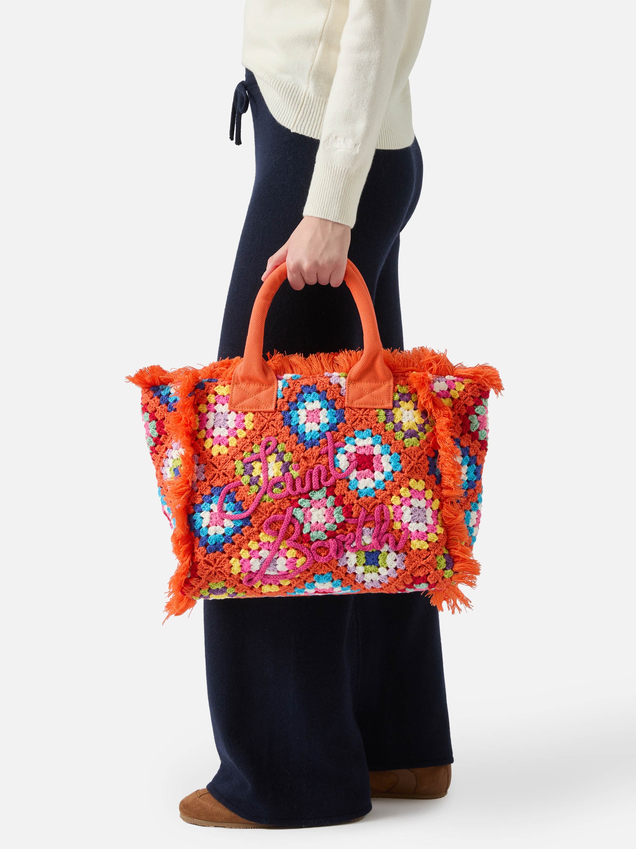 Vanity Crochet Shoulder Bag With Pattern Orange