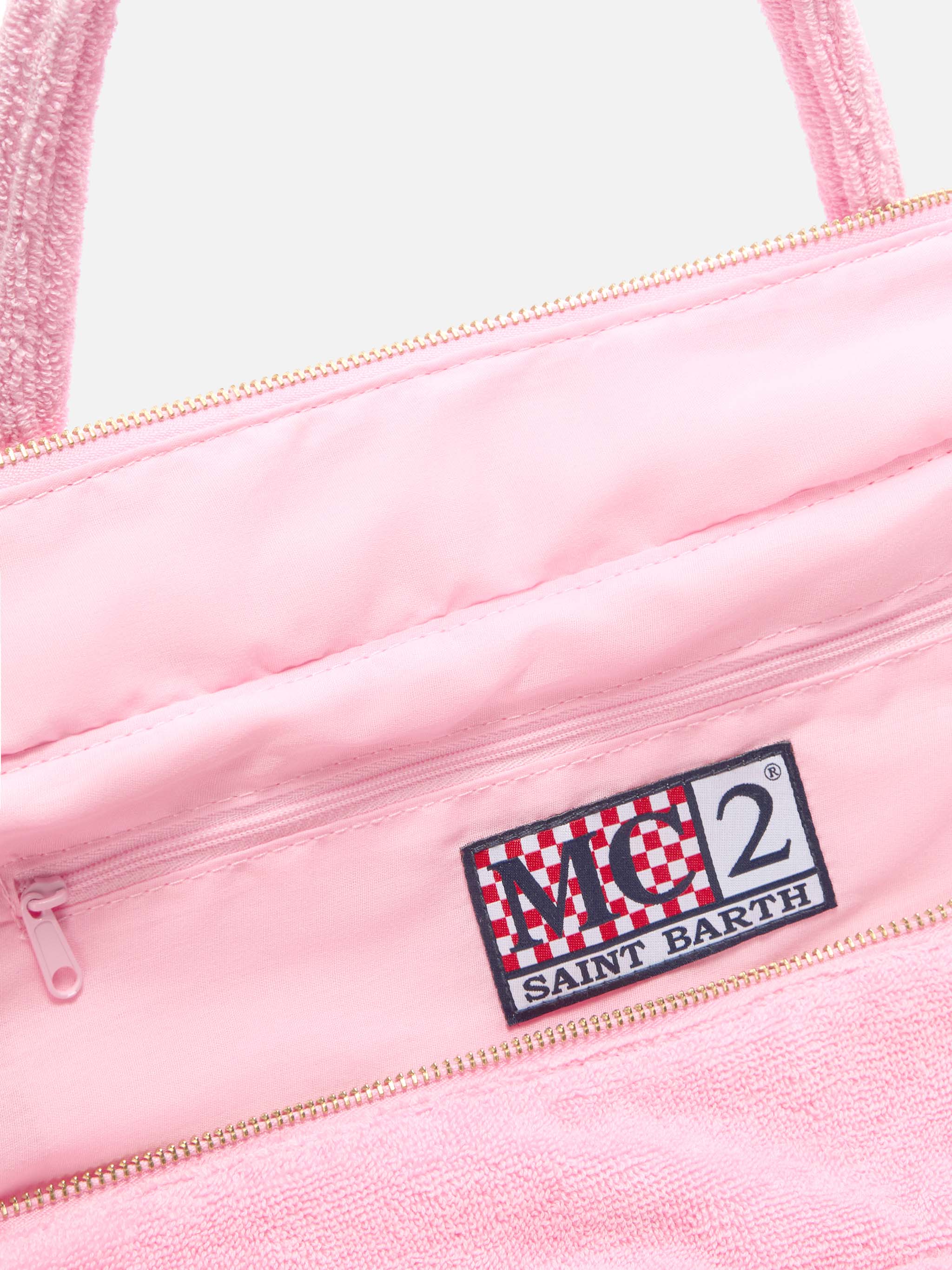 Pink Solid Terry Effect Vanity Regular Bag