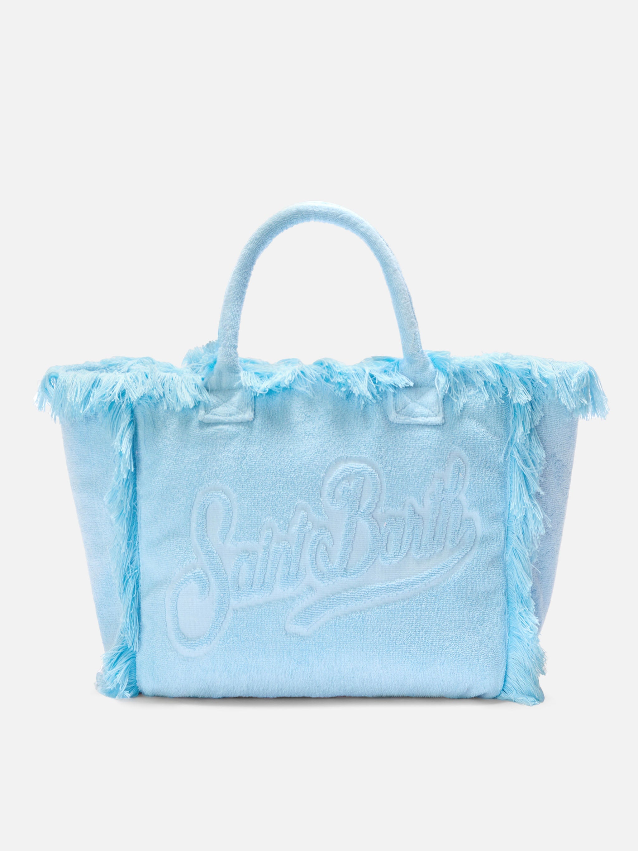 Light Blue Solid Terry Effect Vanity Regular Bag Sky