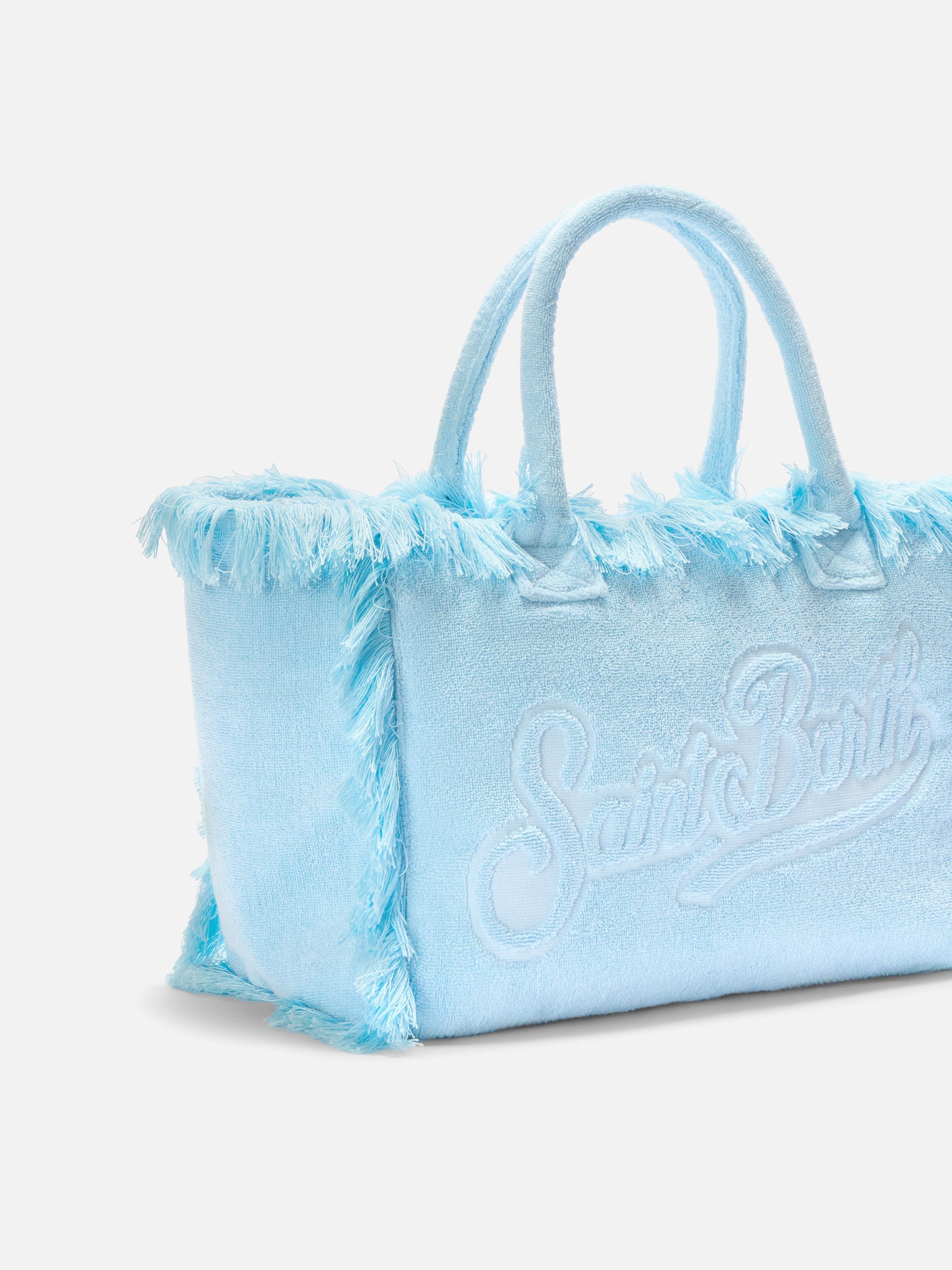 Light Blue Solid Terry Effect Vanity Regular Bag Sky