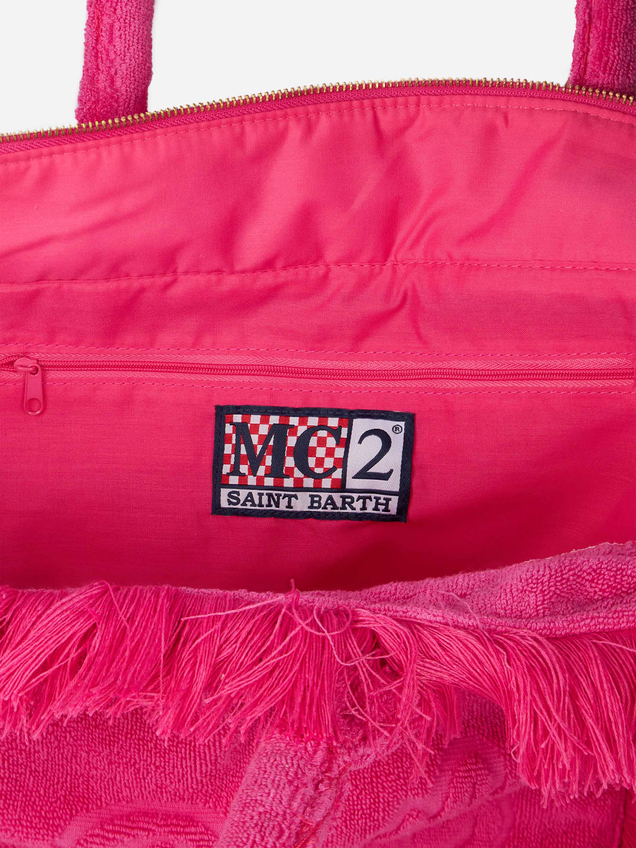 Vanity Terry Fuchsia Tote Bag With Embossed Logo Sky