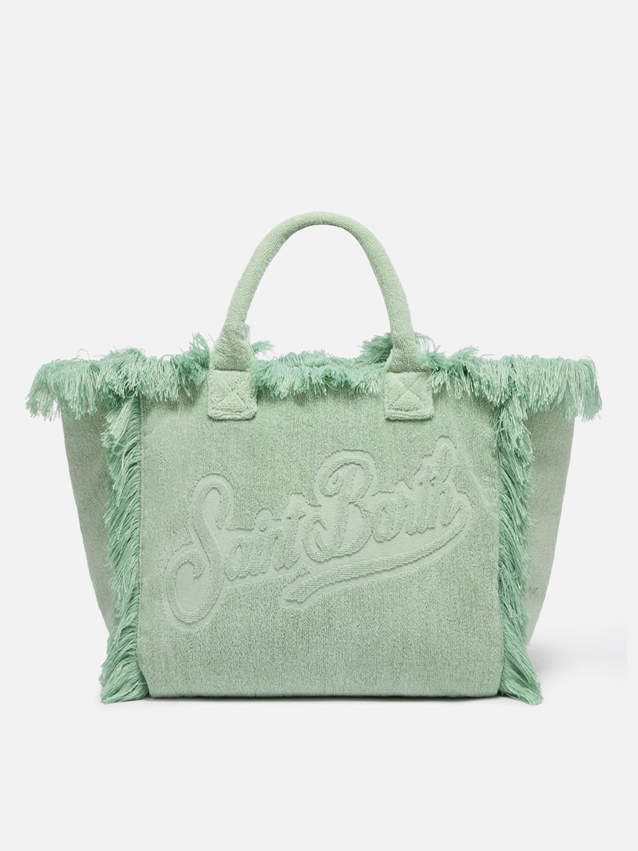 Vanity Terry Sage Green Tote Bag With Embossed Logo