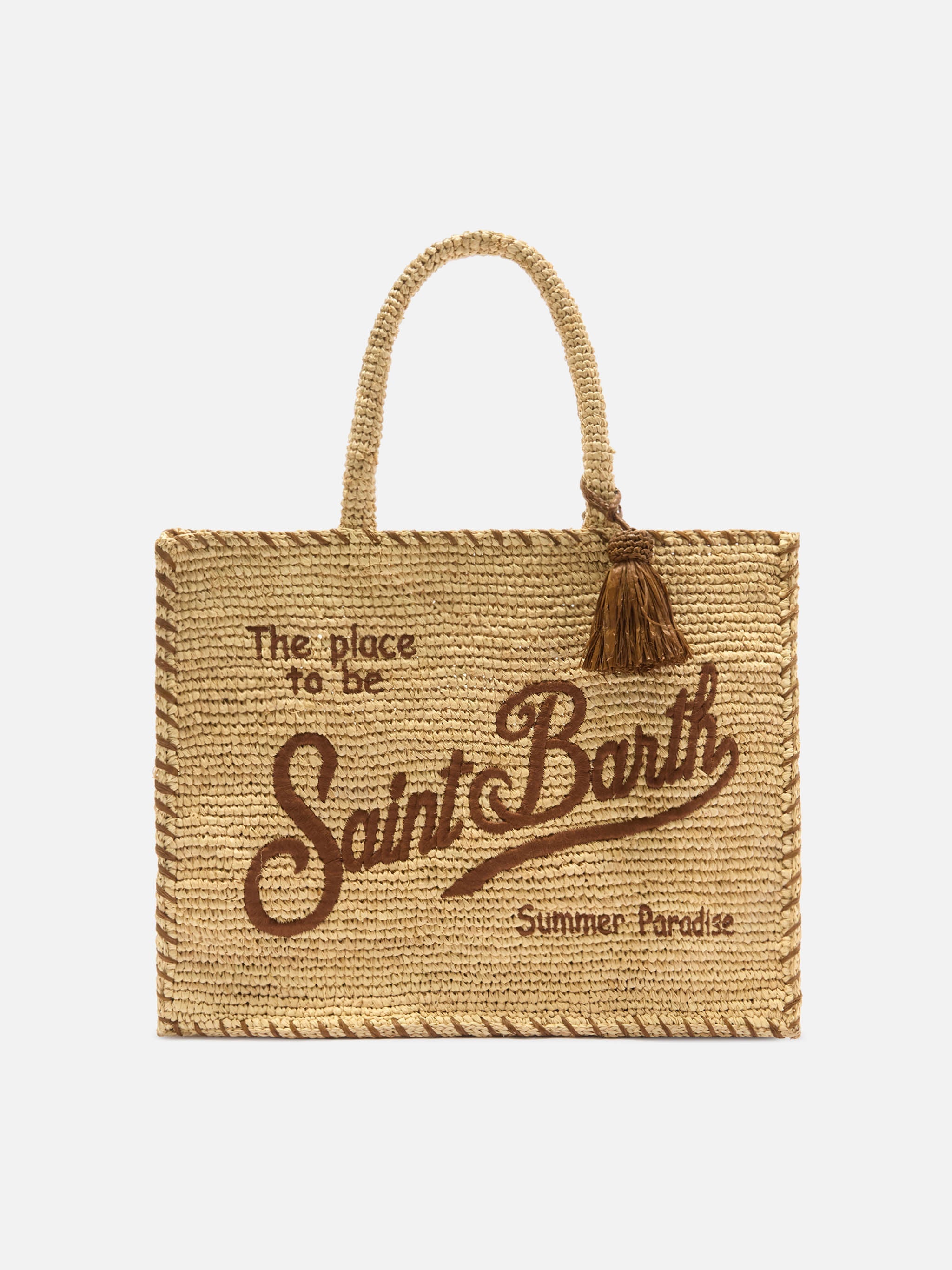 Regular Vanity Raffia Bag With Brown Details