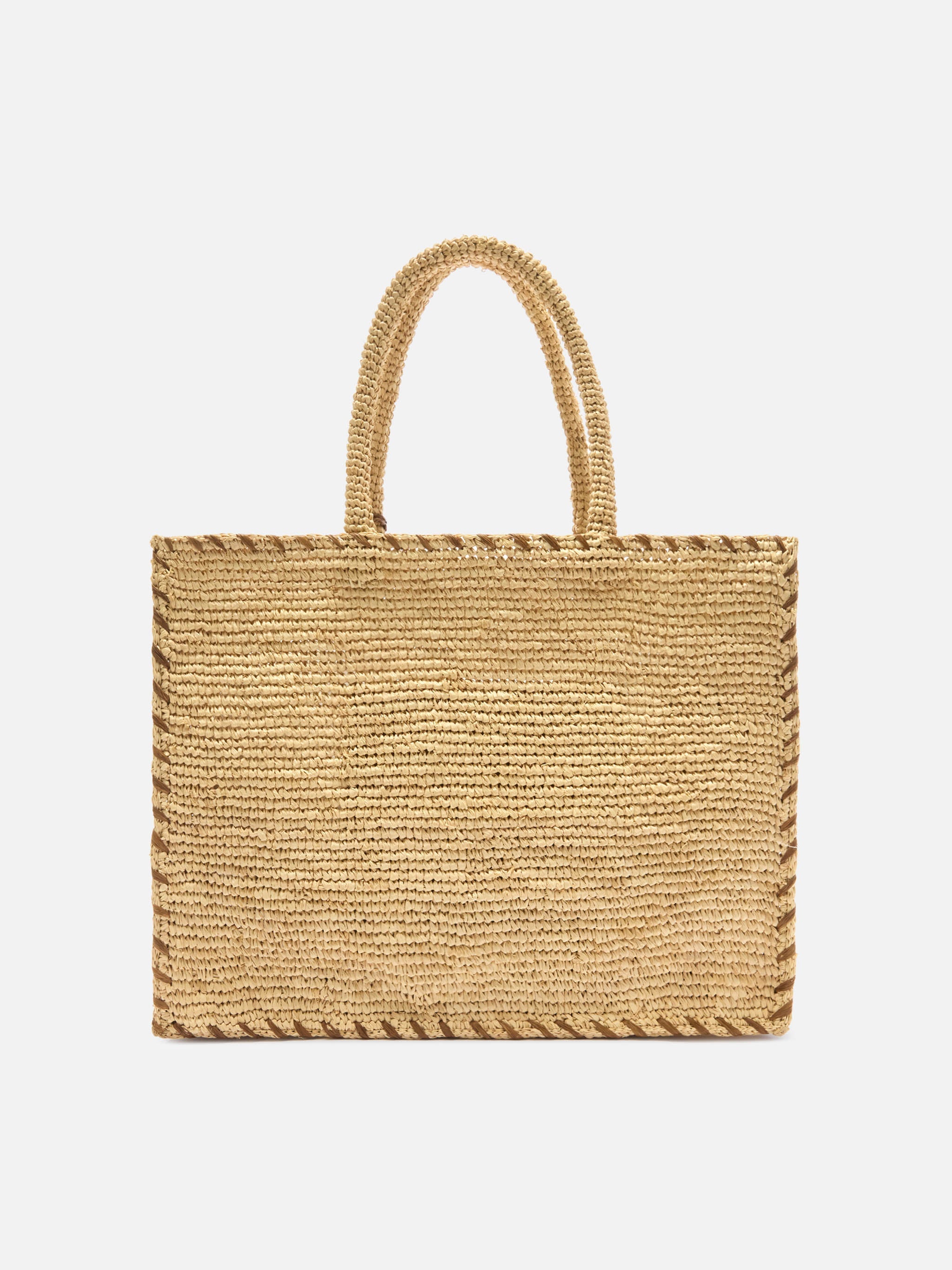 Regular Vanity Raffia Bag With Brown Details