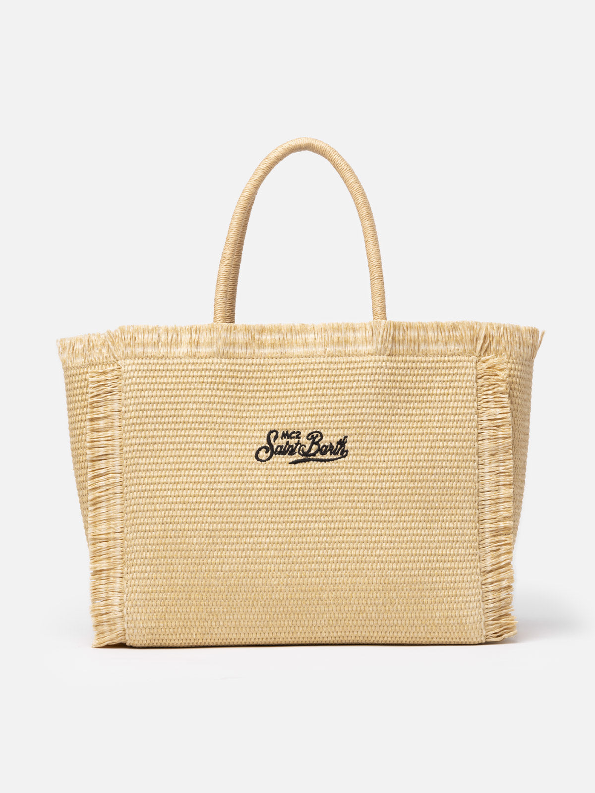 Beige Straw Effect Vanity Tote Bag