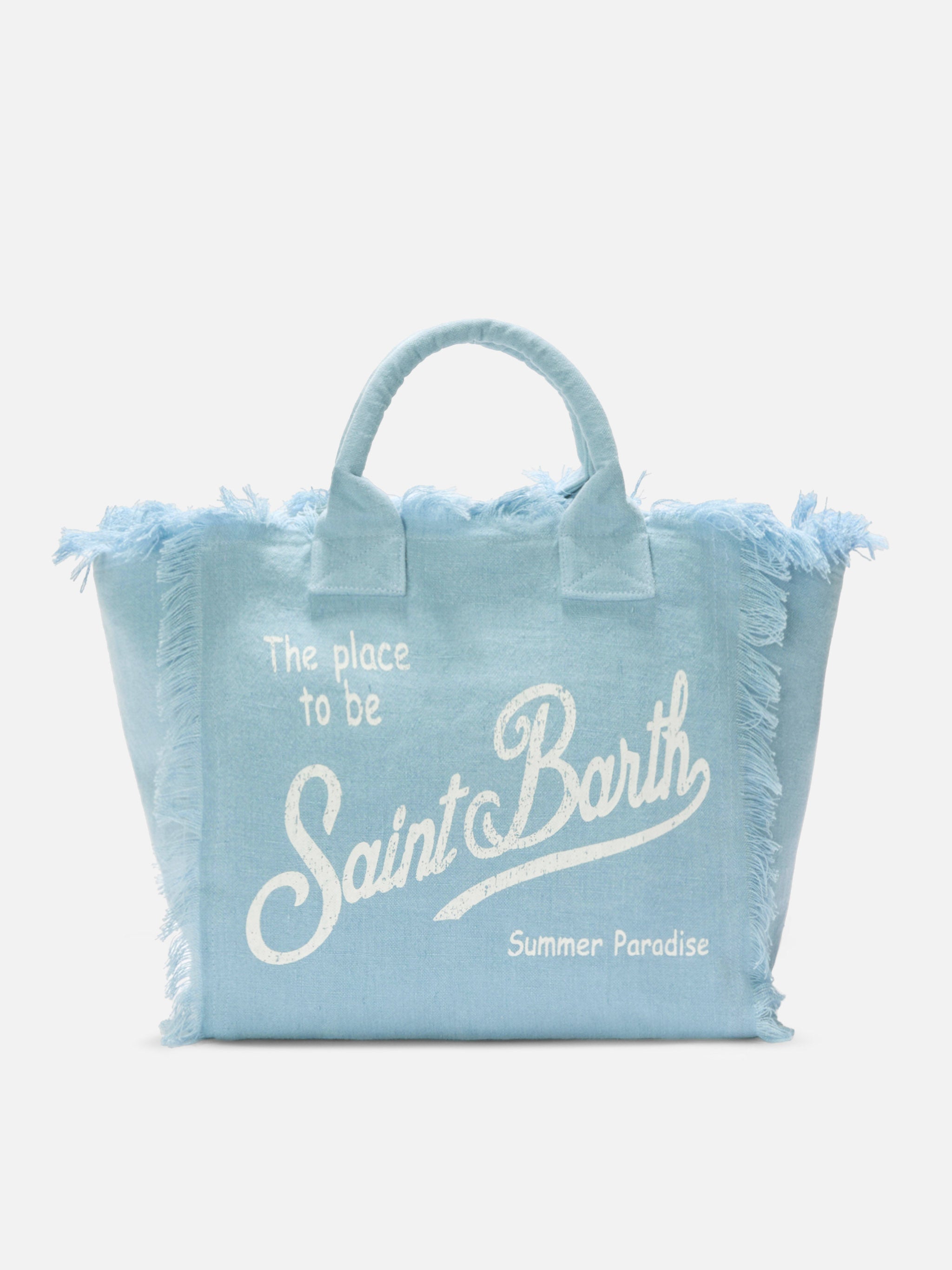Light Blue Solid Linen Vanity Regular Bag
