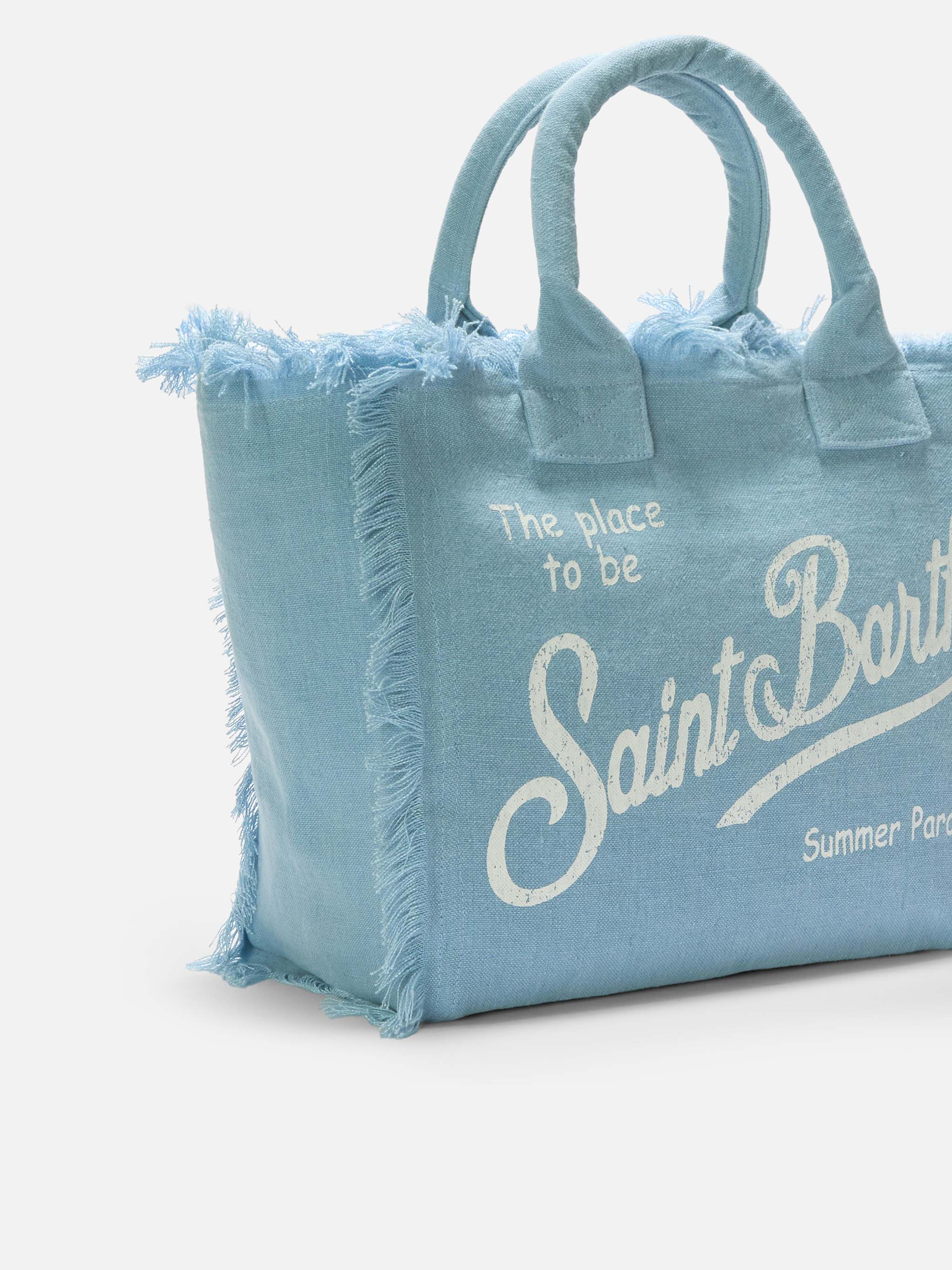 Light Blue Solid Linen Vanity Regular Bag