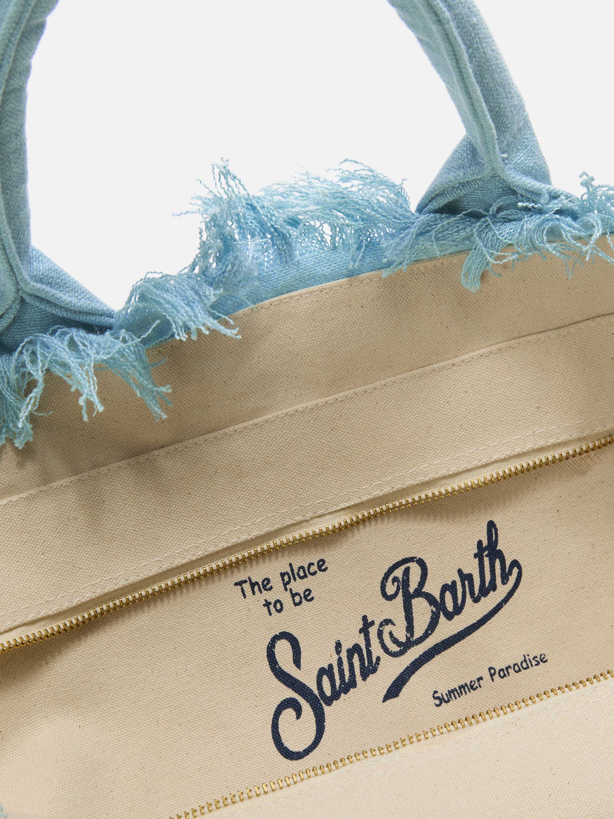 Light Blue Solid Linen Vanity Regular Bag