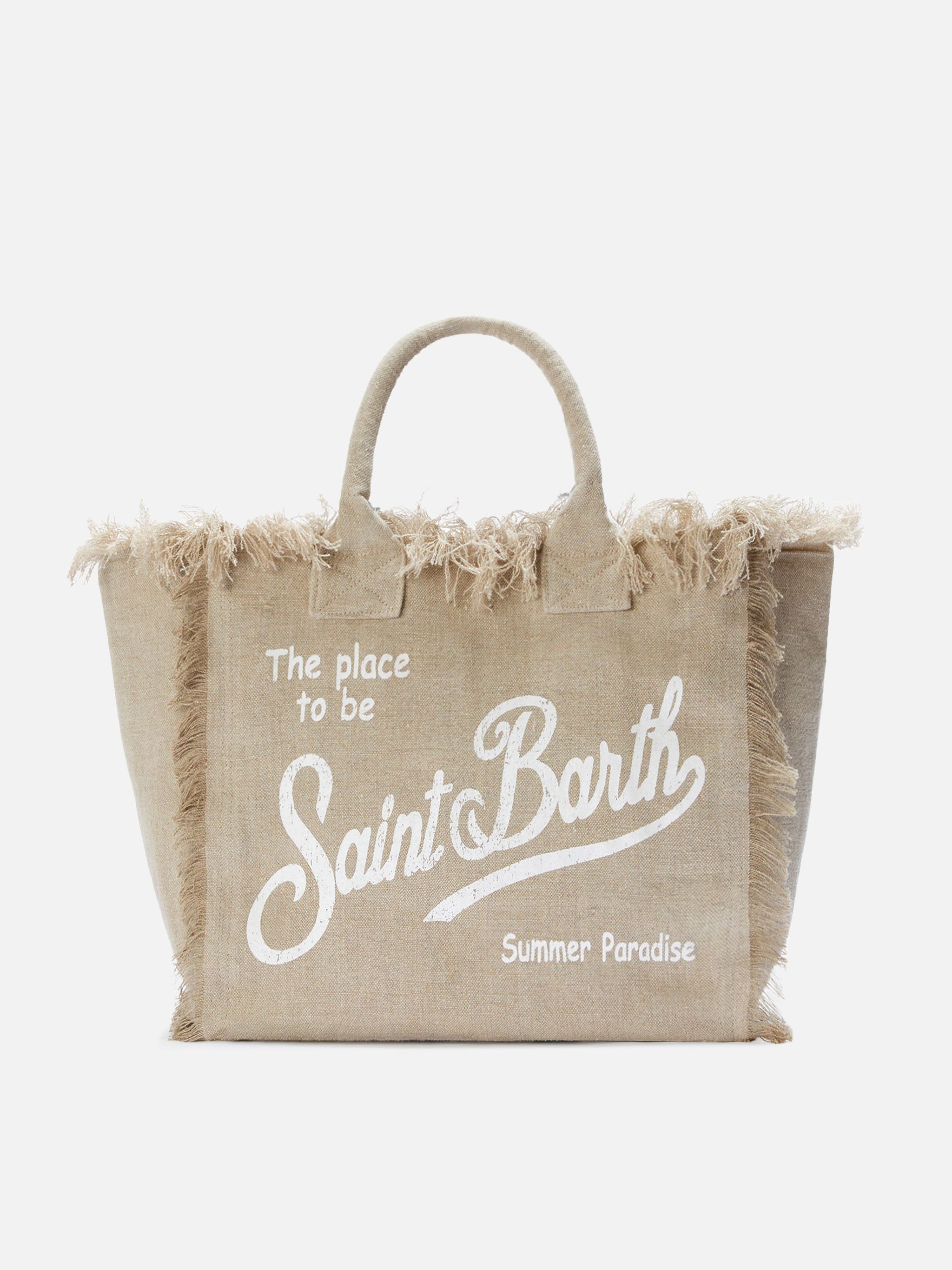 Beige Solid Linen Vanity Regular Bag Brown