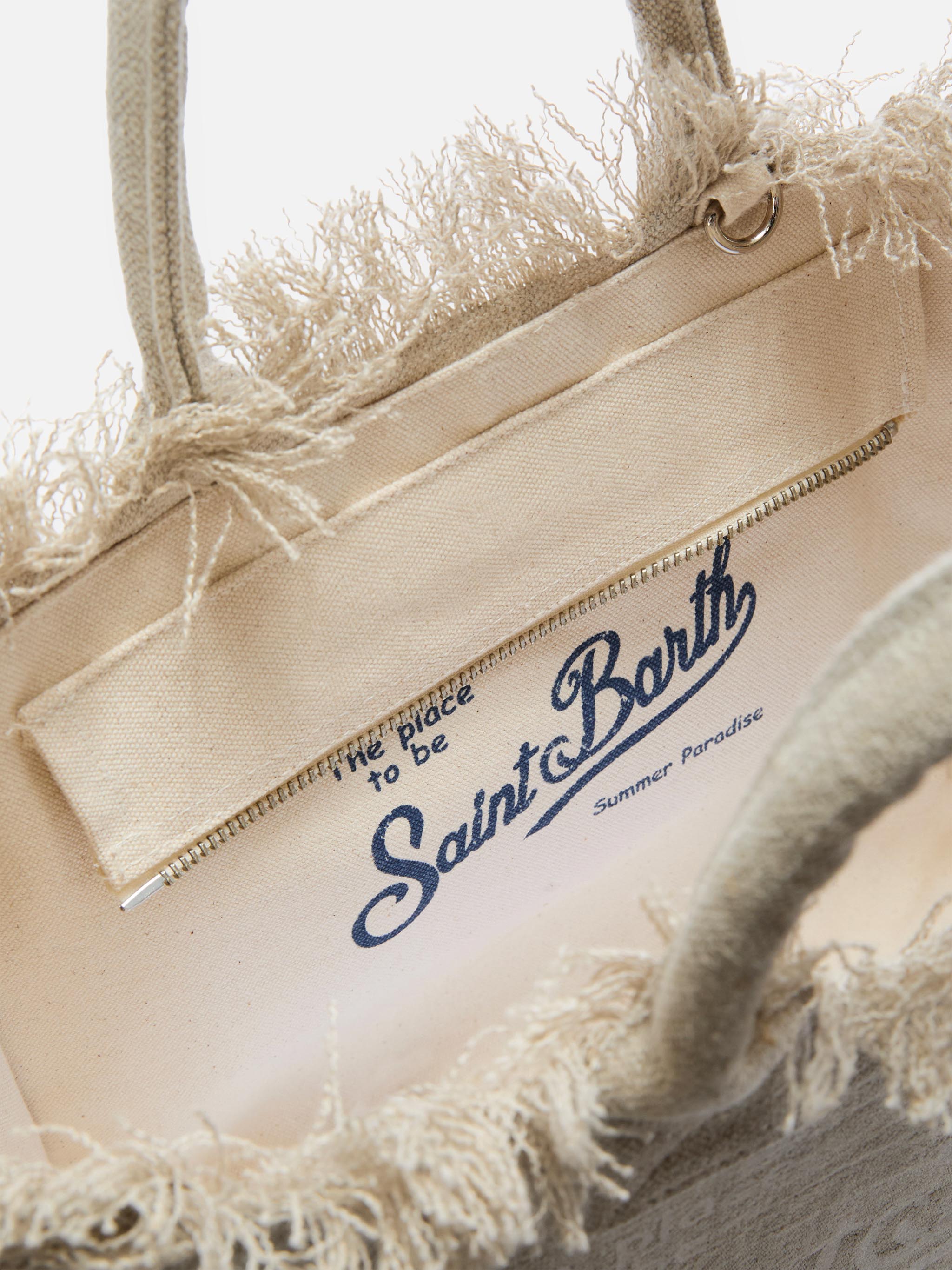 Beige Solid Linen Vanity Regular Bag Brown