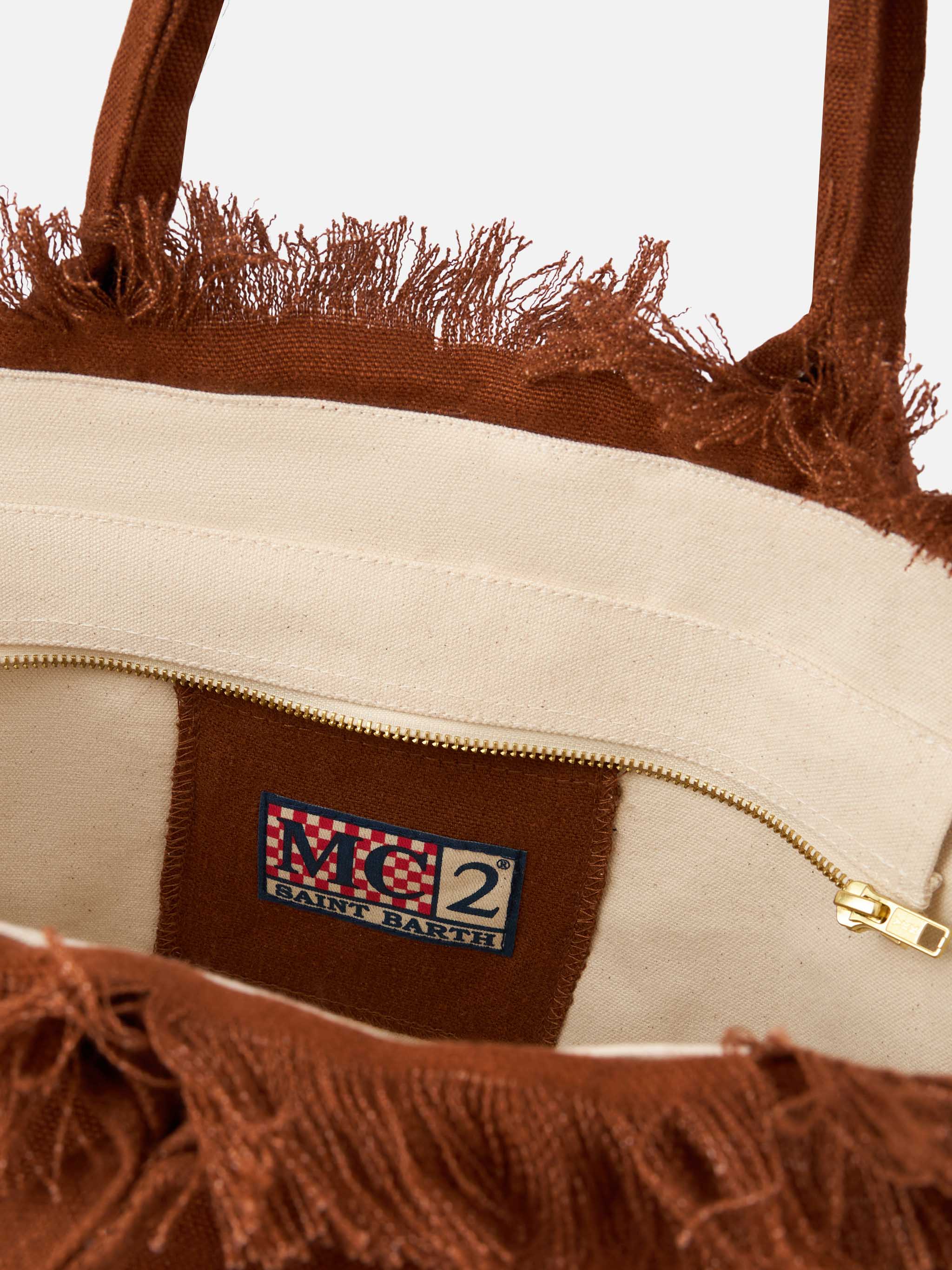 Vanity Brown Linen Shoulder Bag