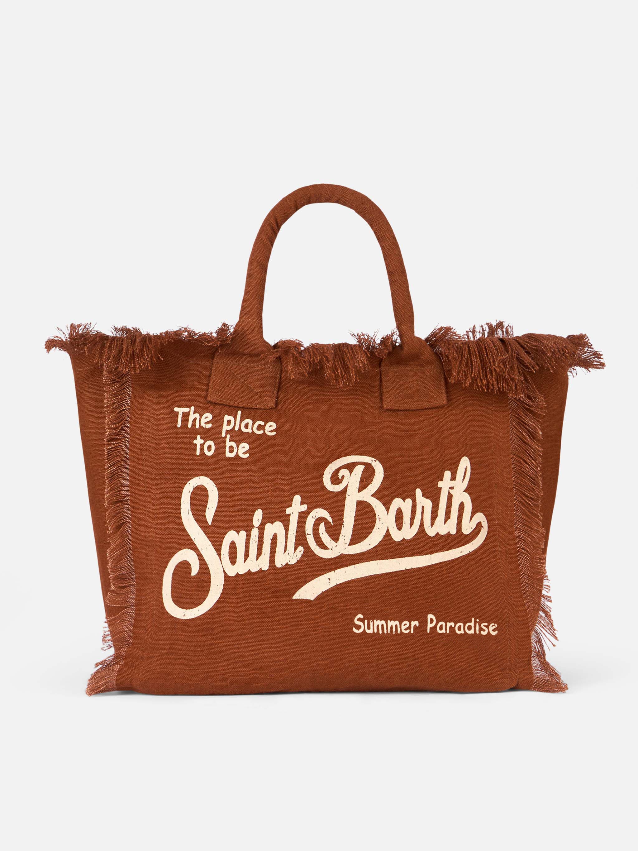 Vanity Brown Linen Shoulder Bag