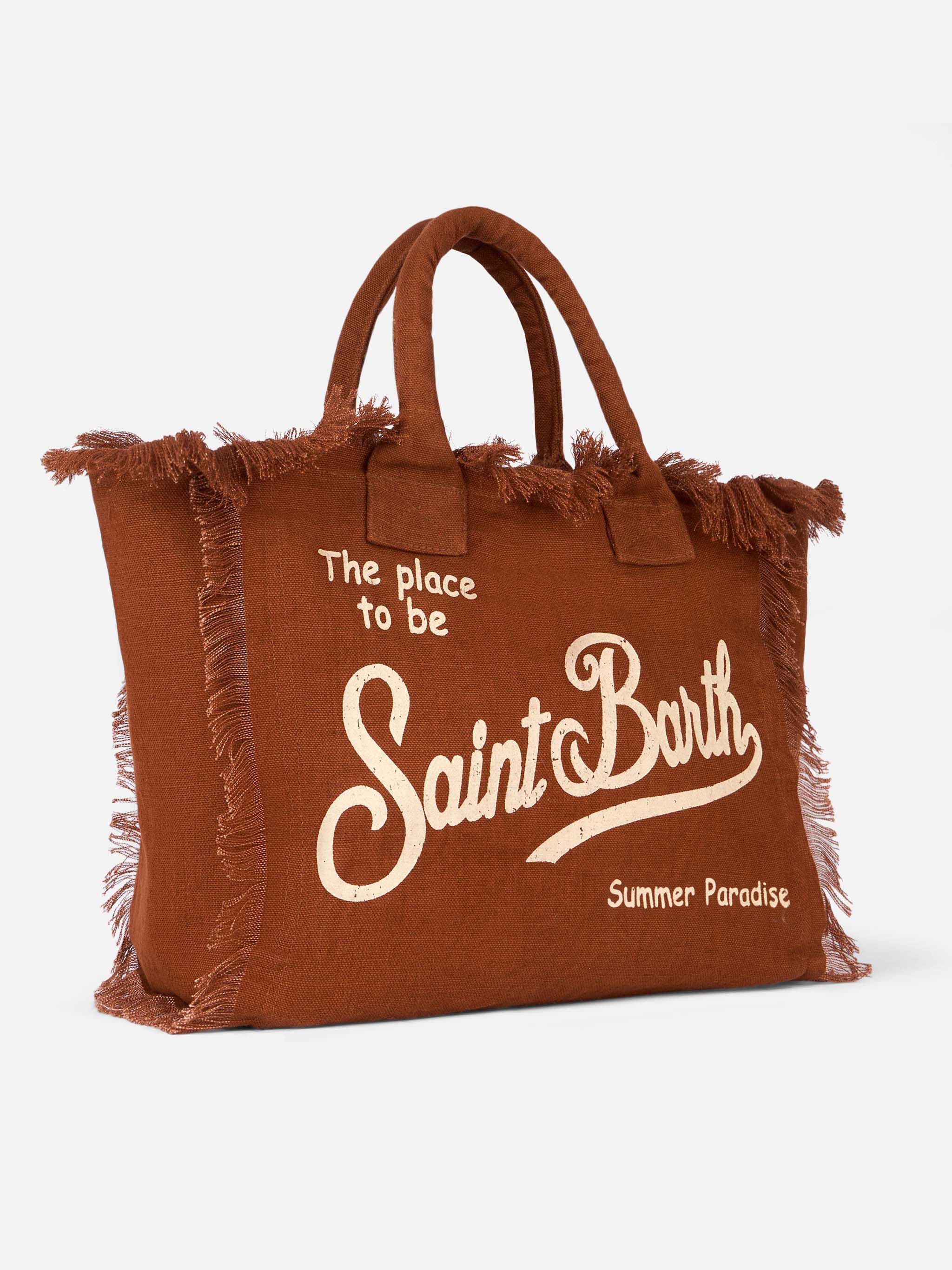 Vanity Brown Linen Shoulder Bag